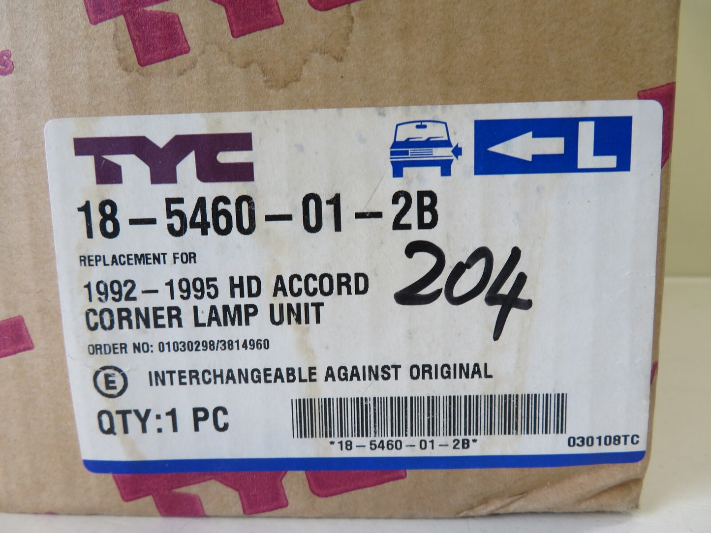 NS PASSENGER LH FRONT INDICATOR LIGHT FOR HONDA ACCORD 1992-1995 18-5460-01-2B