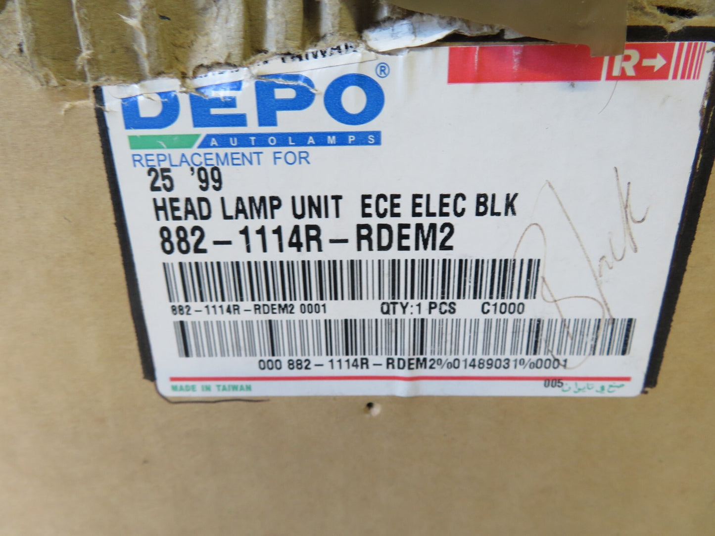 OS DRIVER HEADLIGHT RH DEPO 882-1114R-RDEM2 FITS ROVER 25 1999-2003 #LMS4