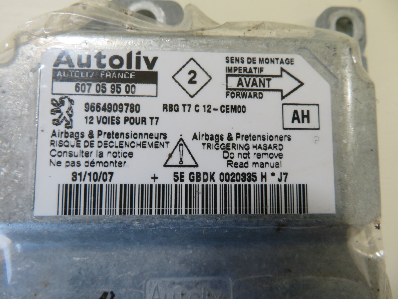 PEUGEOT 308 AIR BAG CONTROL MODULE 9664909780 2007-2013 1410-11