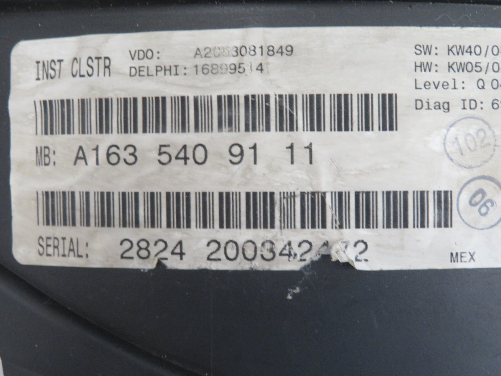 MERCEDES BENZ ML270 W163 INSTRUMENT SPEEDO CLUSTER 1635409111 02-05 MIX1010-34