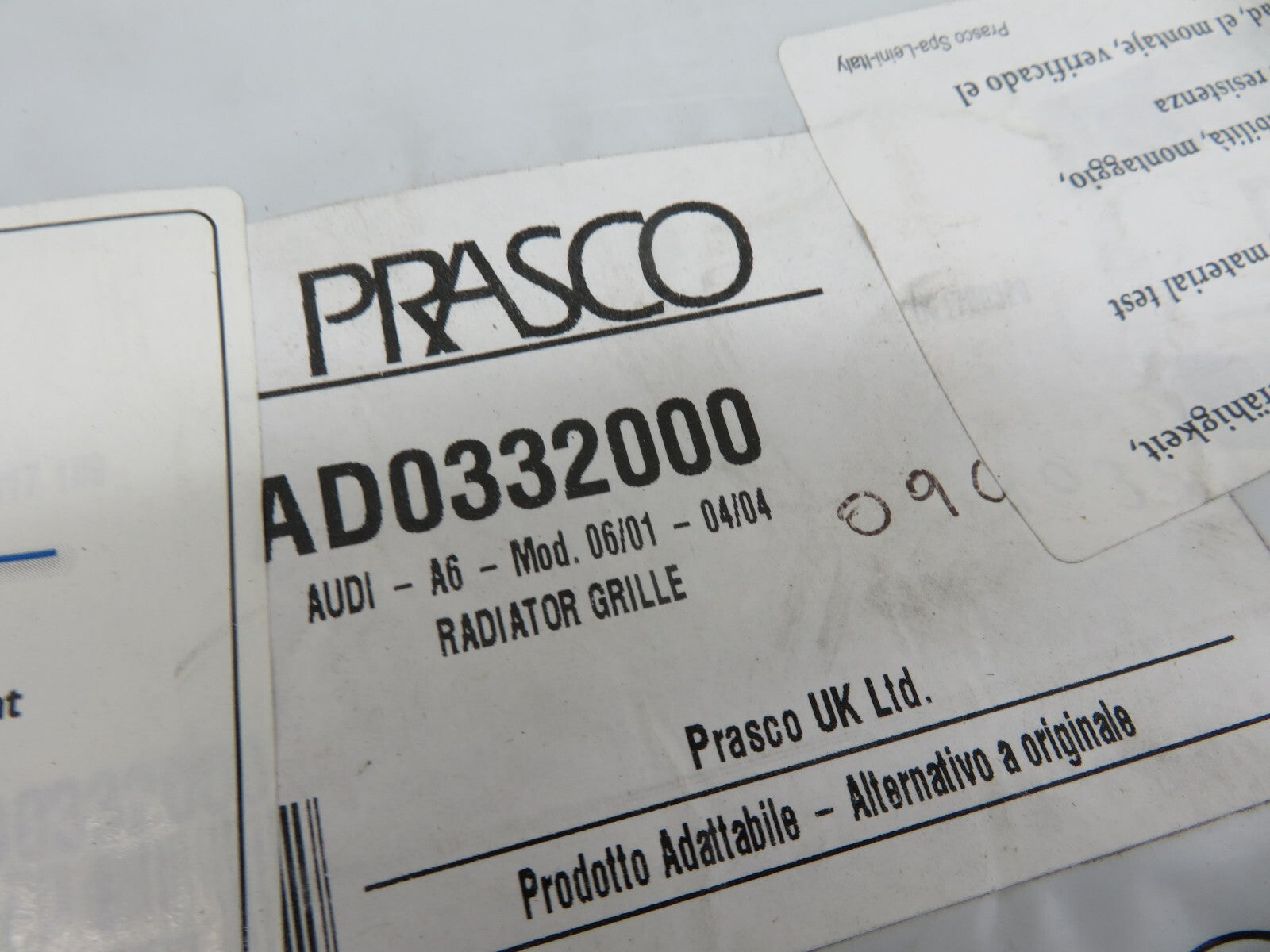 FRONT GRILLE FOR AUDI A6 2001-2004 AD0332000 PRASCO