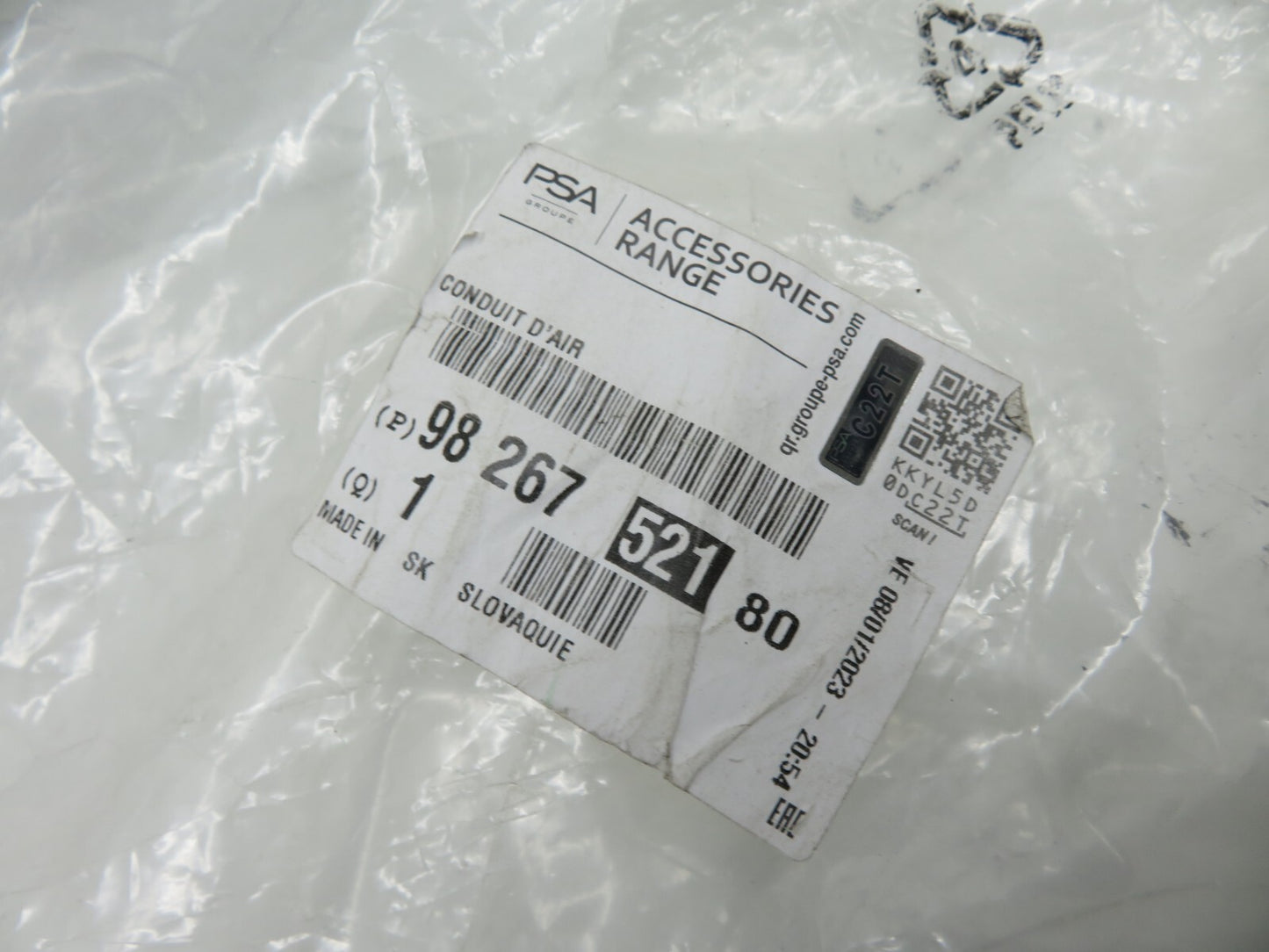 PEUGEOT 208 CITROEN C4 AIR INTAKE PIPE PETROL 9826752180 OE