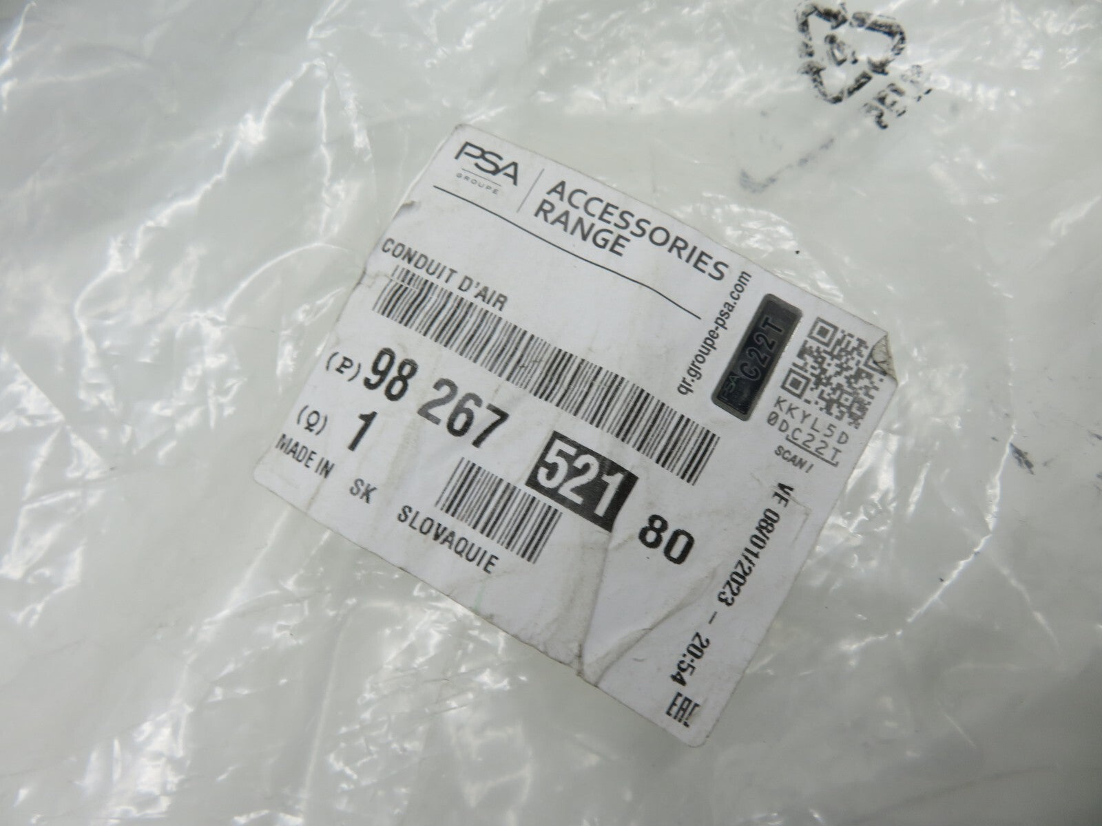 PEUGEOT 208 CITROEN C4 AIR INTAKE PIPE PETROL 9826752180 OE