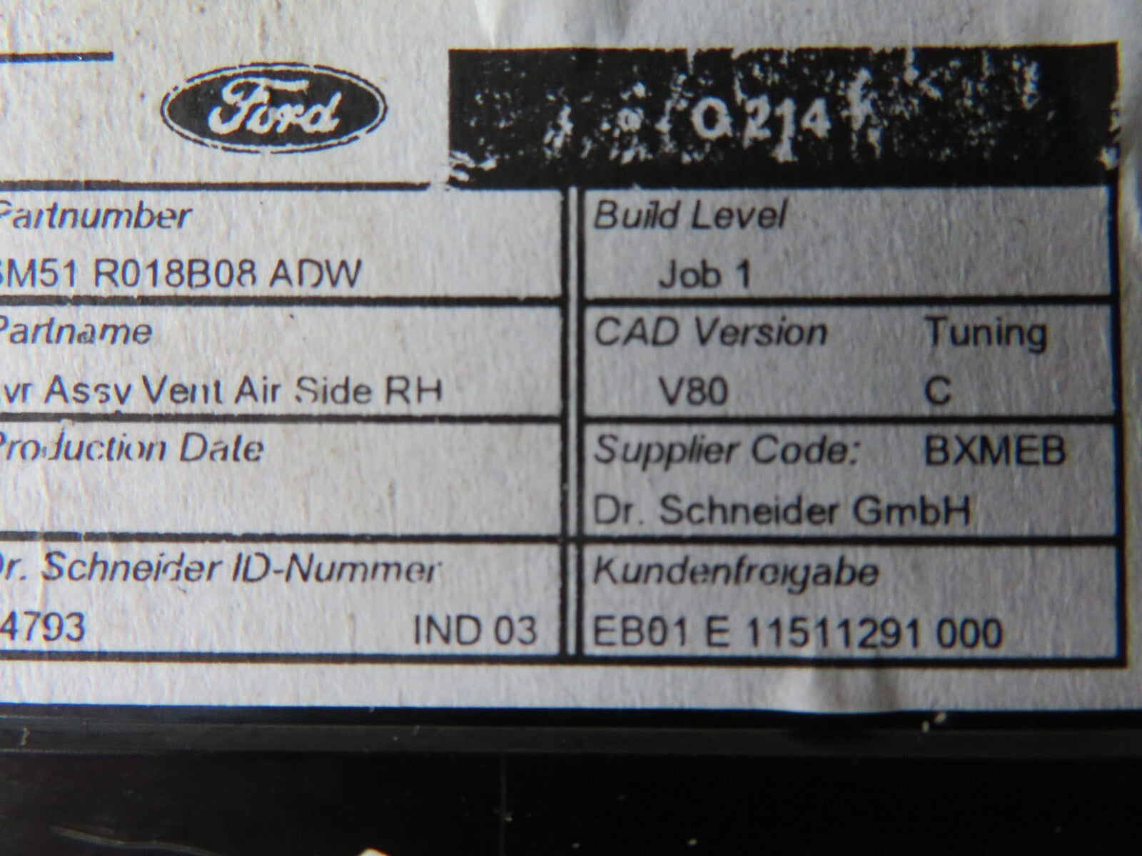 FORD C-MAX OS DRIVER SIDE AIR VENT 3M51-R018B08-ADW 2002-2008 A1420-4