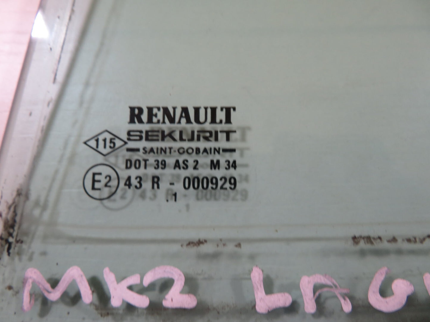 RENAULT LAGUNA NS PASSENGER REAR QUARETR GLASS HATCHBACK 2001-2007 MIX1632-1