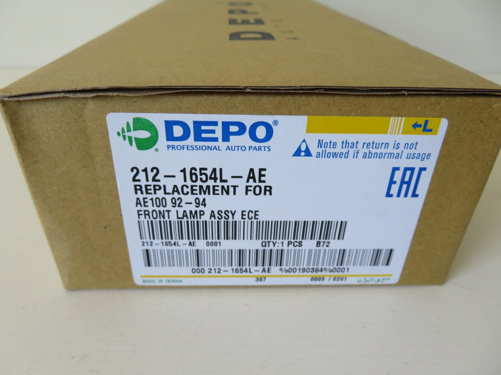 NS PASSENGER FRONT INDICATOR LIGHT FOR TOYOTA COROLLA 1992-1994 212-1654L-AE