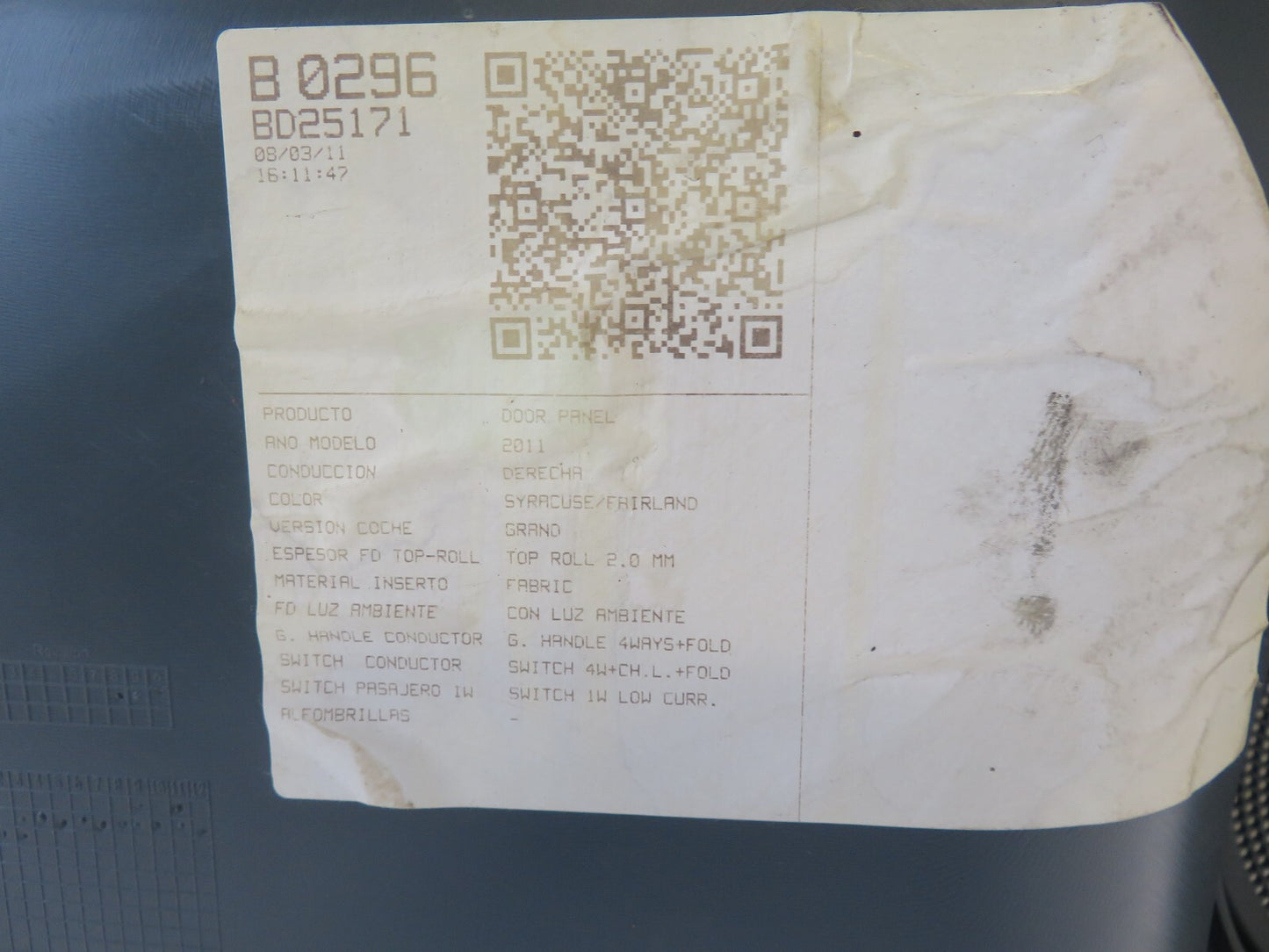 FORD GRAND C MAX OSF DRIVER INTERIOR FRONT DOOR CARD 2011-2015