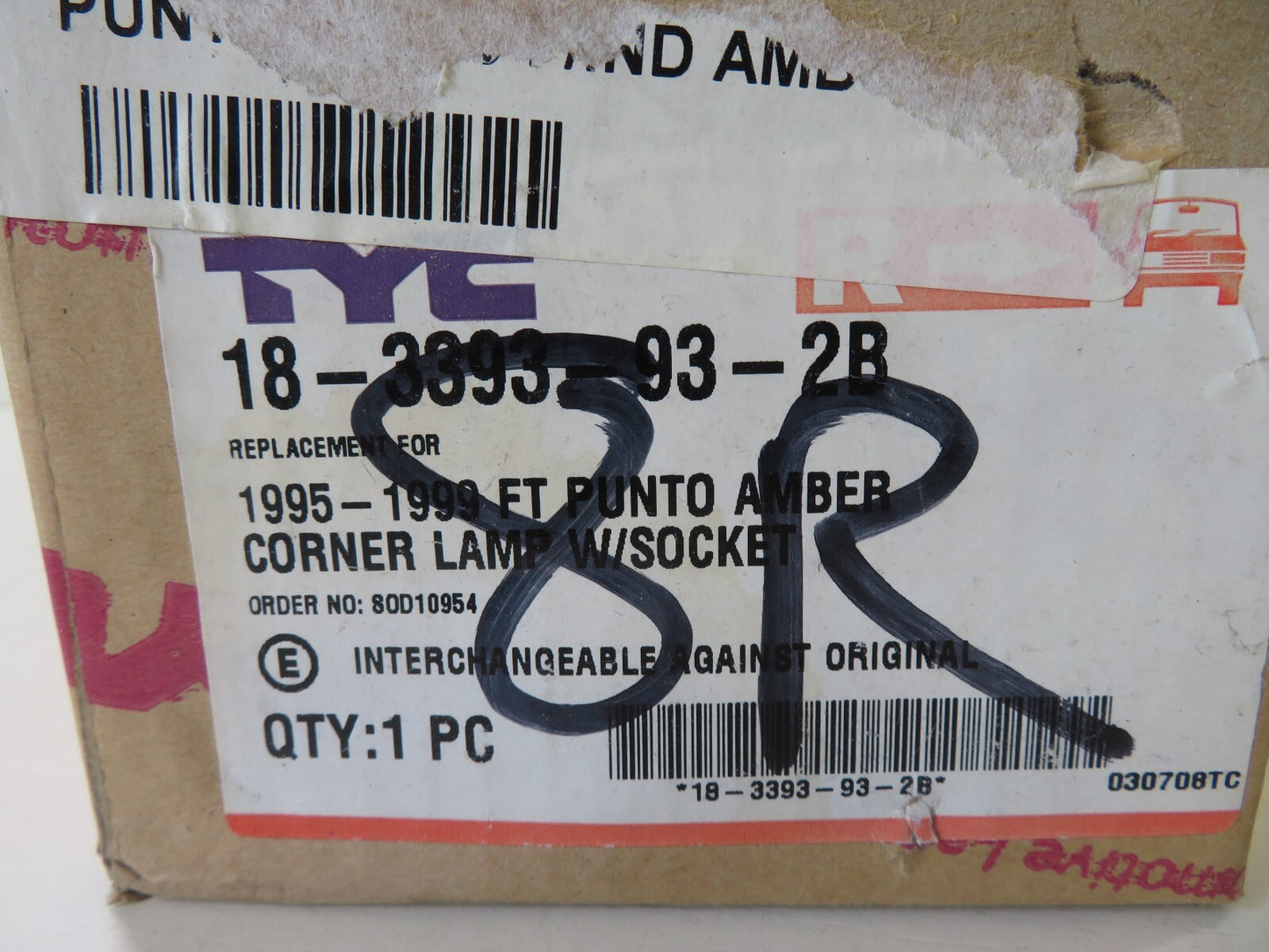 OS DRIVER RH FRONT INDICATOR LIGHT FOR FIAT PUNTO 1995-1999 18-3393-93-2B