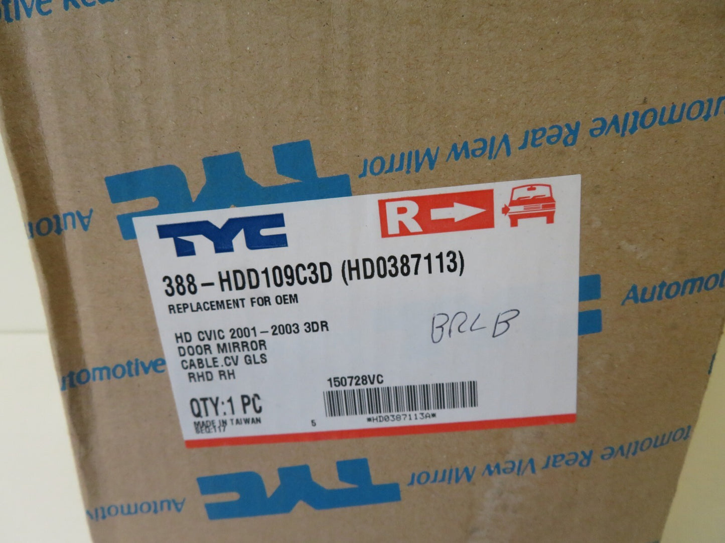 OS DRIVER RH DOOR WING MIRROR 388-HDD109C3D FOR HONDA CIVIC 3DR 2001-2003 BRLB
