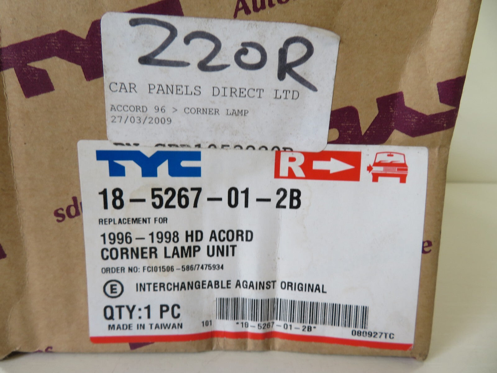 OS DRIVER RH FRONT INDICATOR LIGHT 18-5267-01-2B FOR HONDA ACCORD 1996-1998 RS