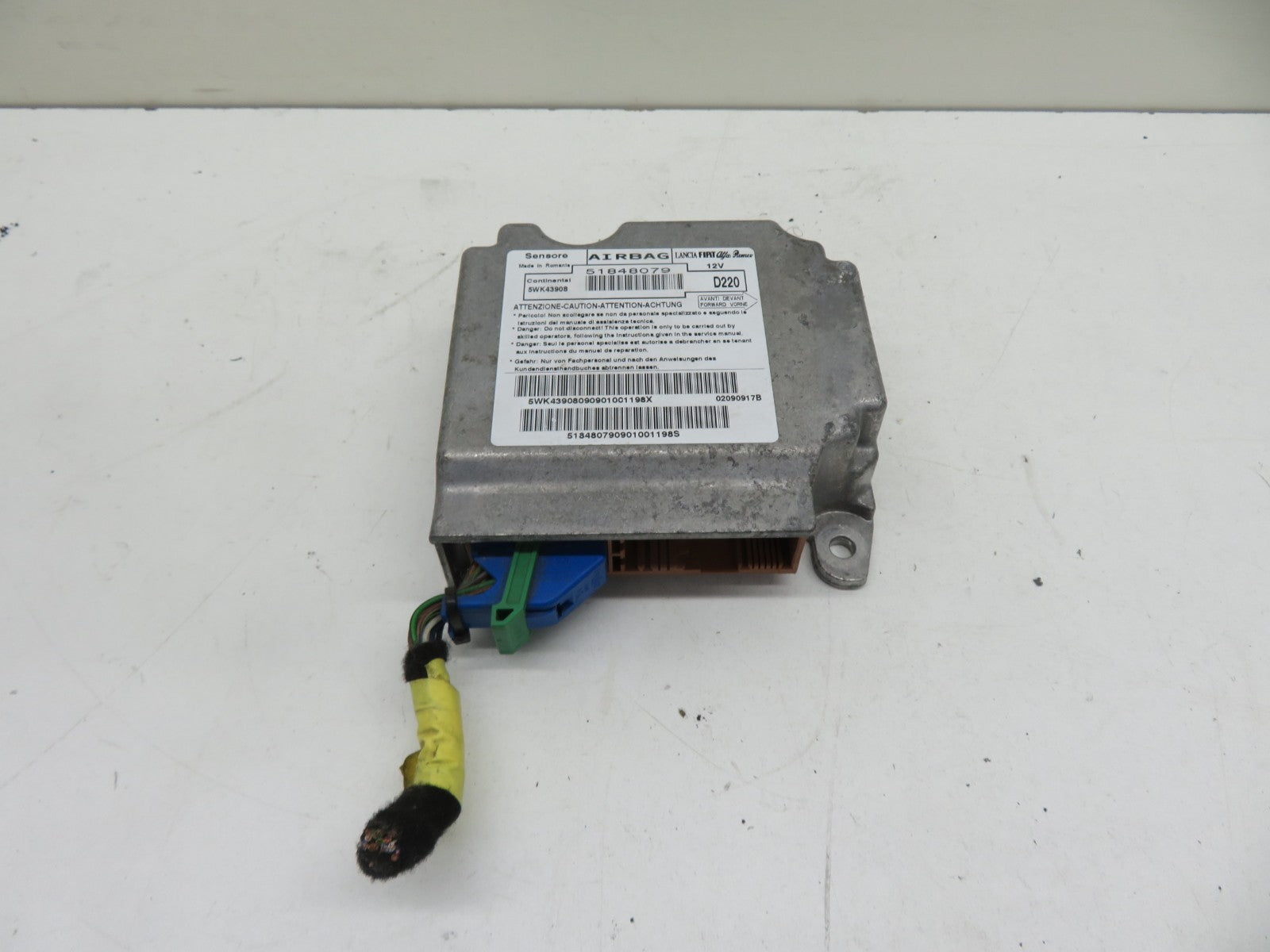 FIAT 500 AIR BAG CONTROL MODULE ECU 51848079 2010-2013 1609-5