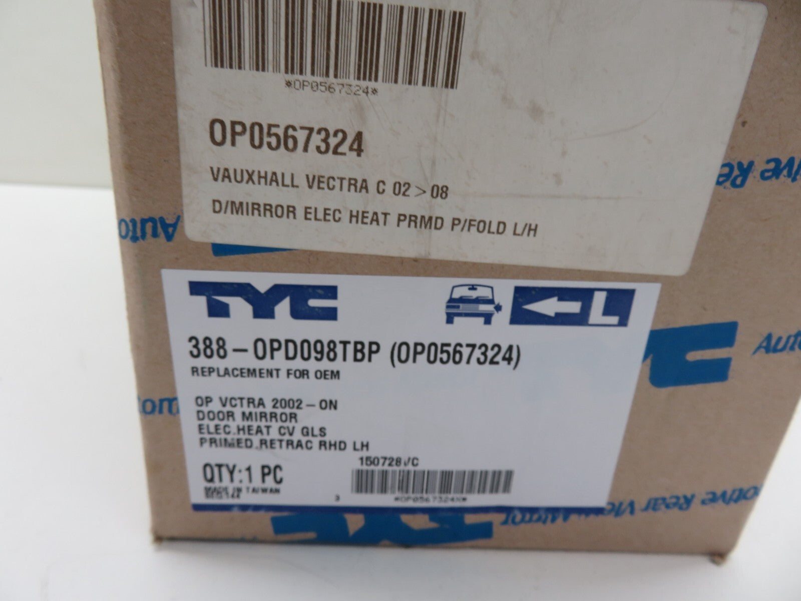 NS PASSENGER DOOR WING MIRROR FOR VAUXHALL VECTRA 2002-2005 OP0567324