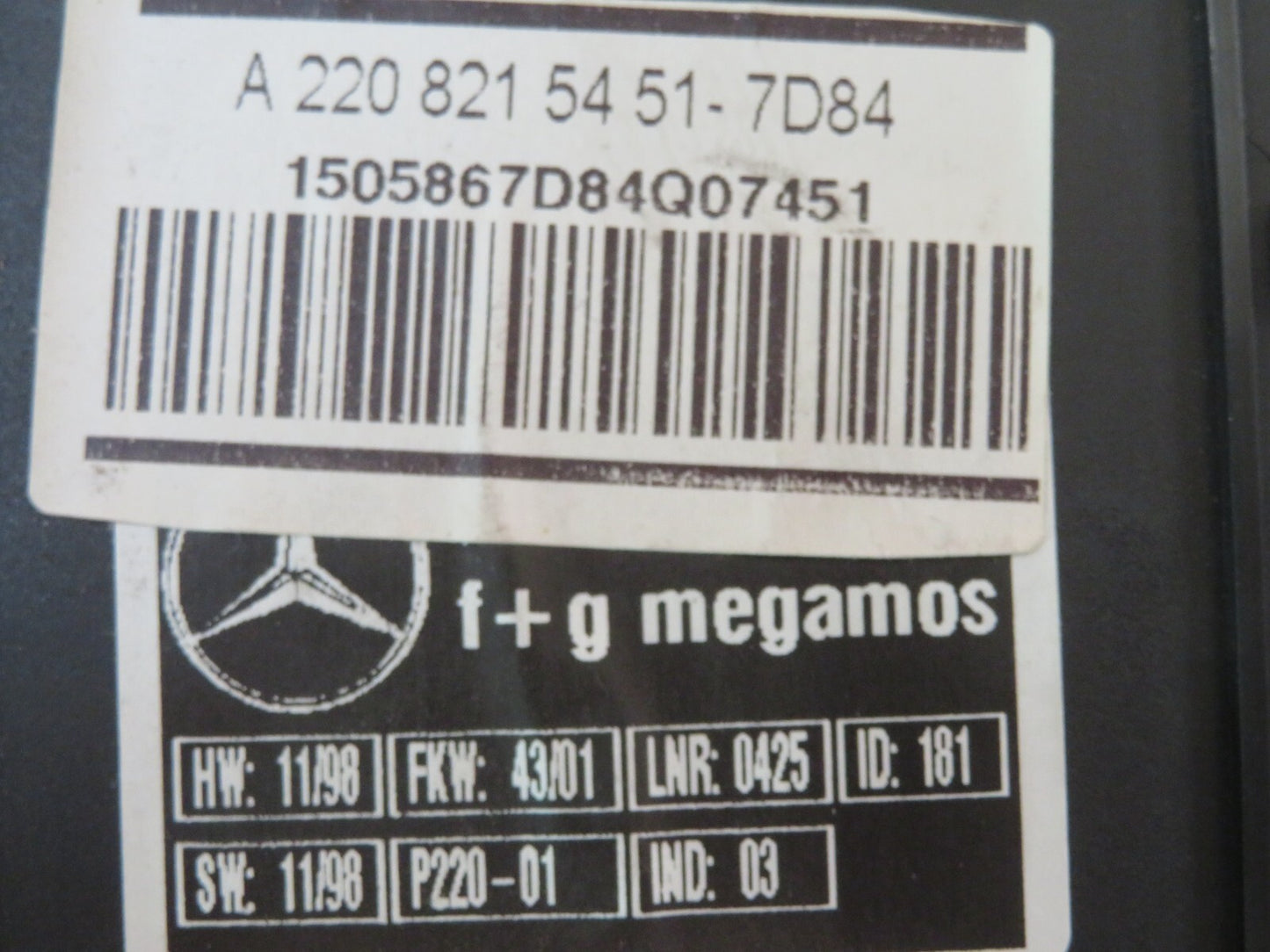 MERCEDES S CLASS W220 ROOF ALARM SENSOR 2208215451 1998-2005 A1415-24