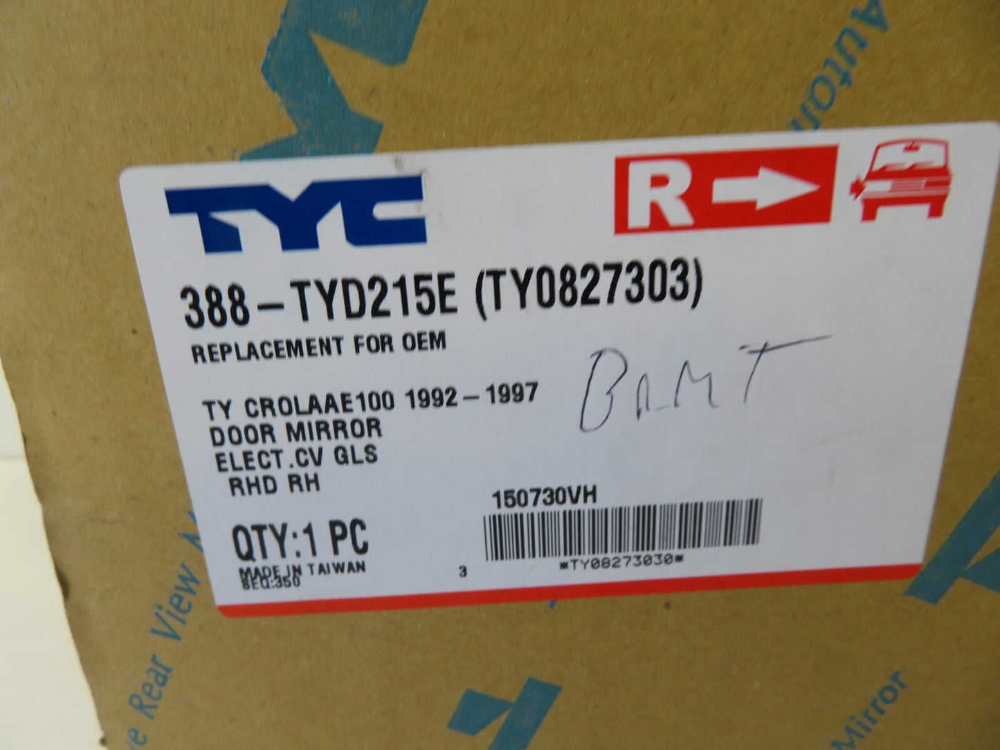 OS DRIVER RH DOOR WING MIRROR 388-TYD215E FOR TOYOTA COROLLA 1992-1997 BRMT