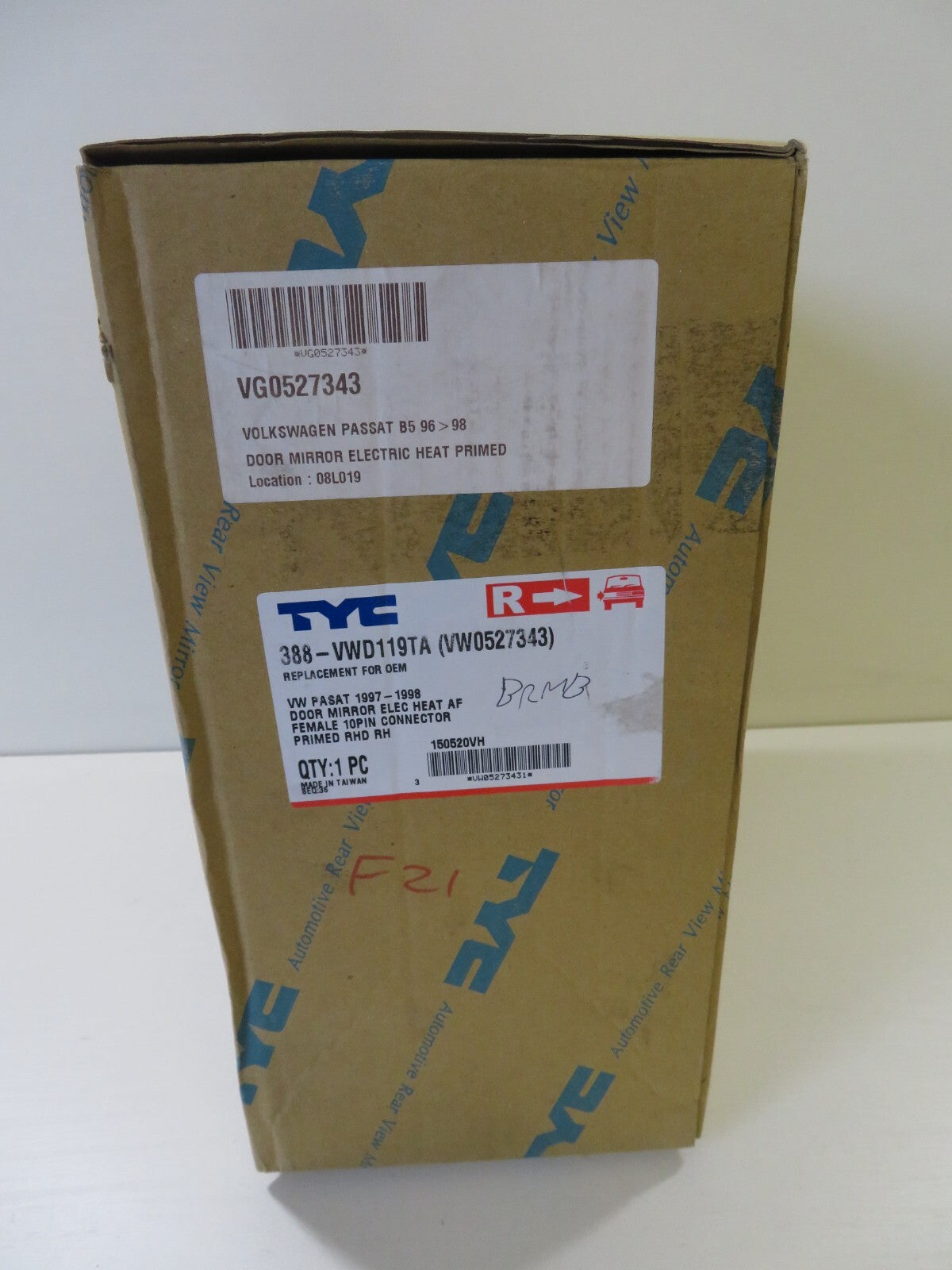 OS DRIVER RH DOOR WING MIRROR FOR VW PASSAT VW0527343 1997-1998 PRIMED BRMB