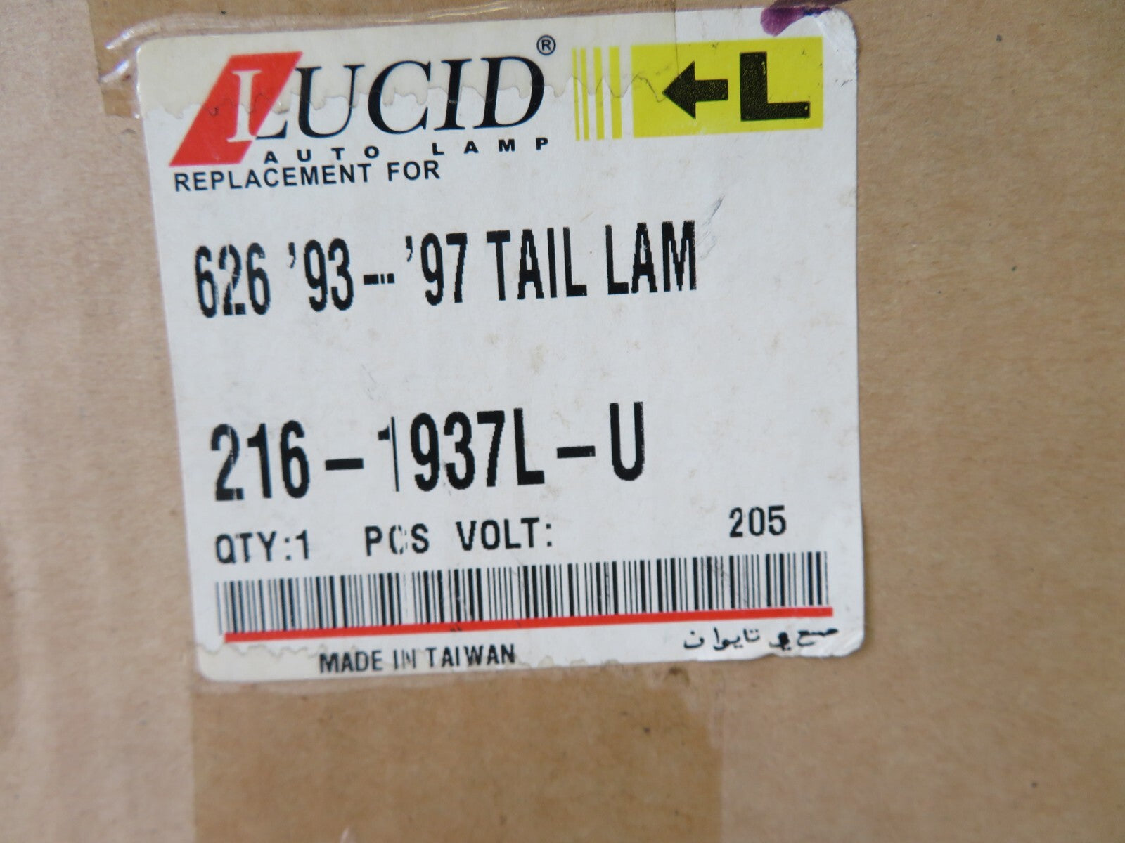 NS PASSENGER REAR TAIL LIGHT DEPO 216-1937L-U FOR MAZDA 626 1991-1998