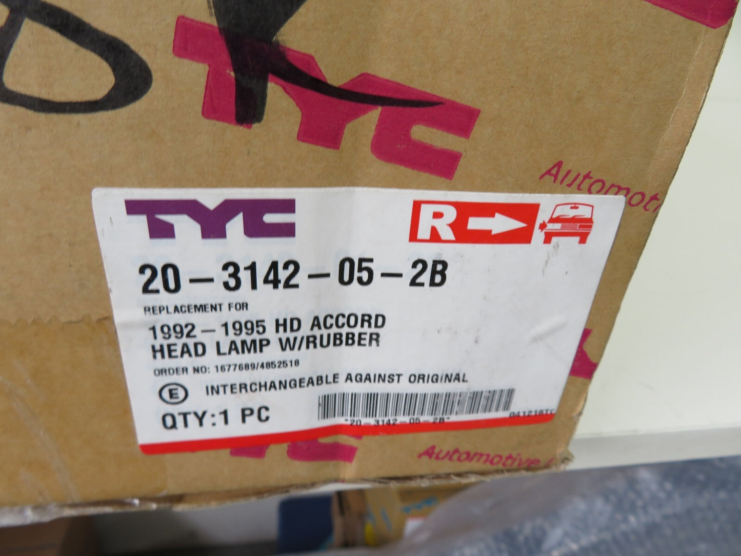 OS RH DRIVER HEADLIGHT FOR HONDA ACCORD TYC 20-3142-05-2B 1992-1995 #RMS