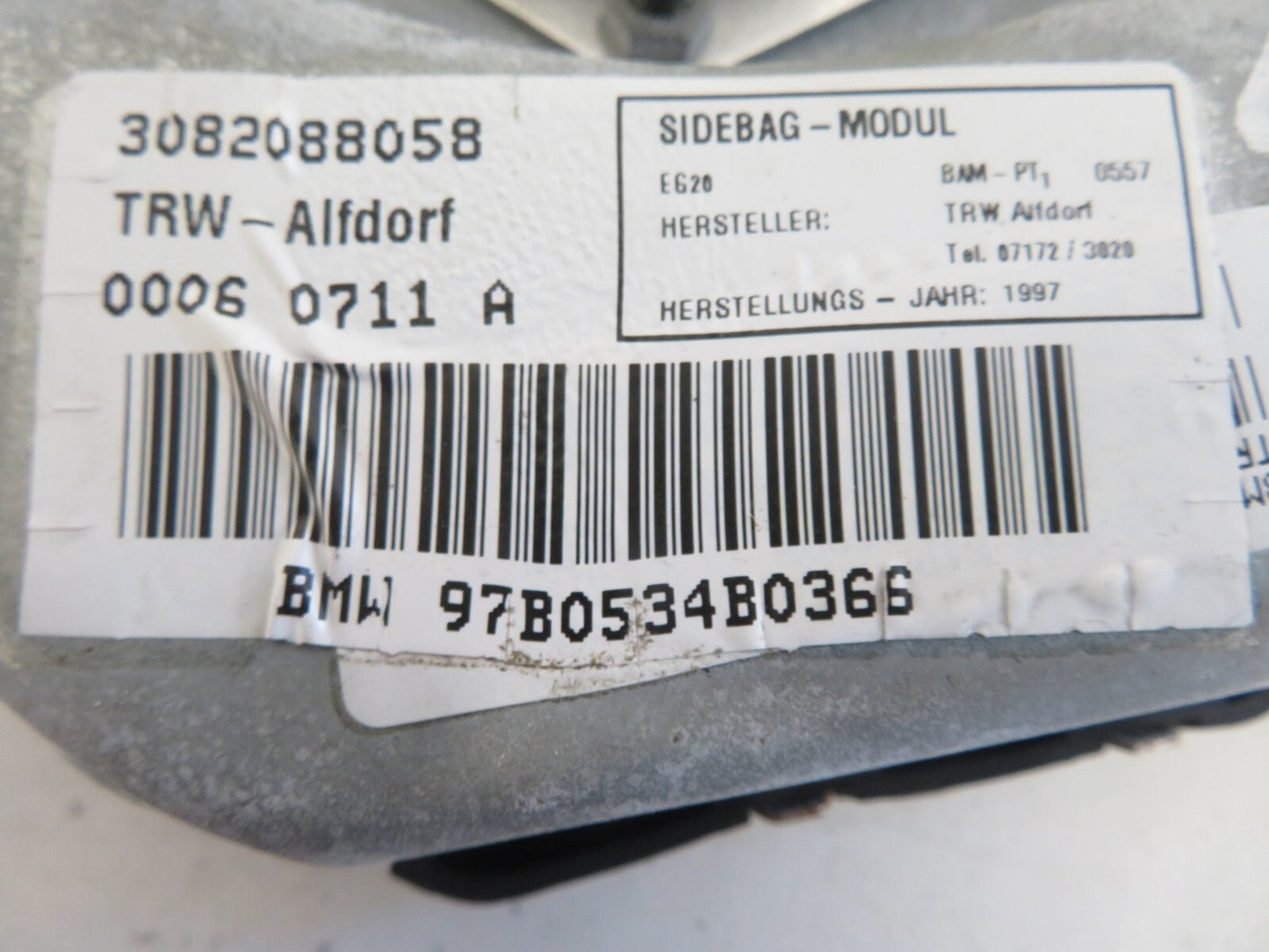 BMW 5 SERIES E39 NSF DOOR SIDE BAG MODULE 3082088058 1996-2003 1518-4