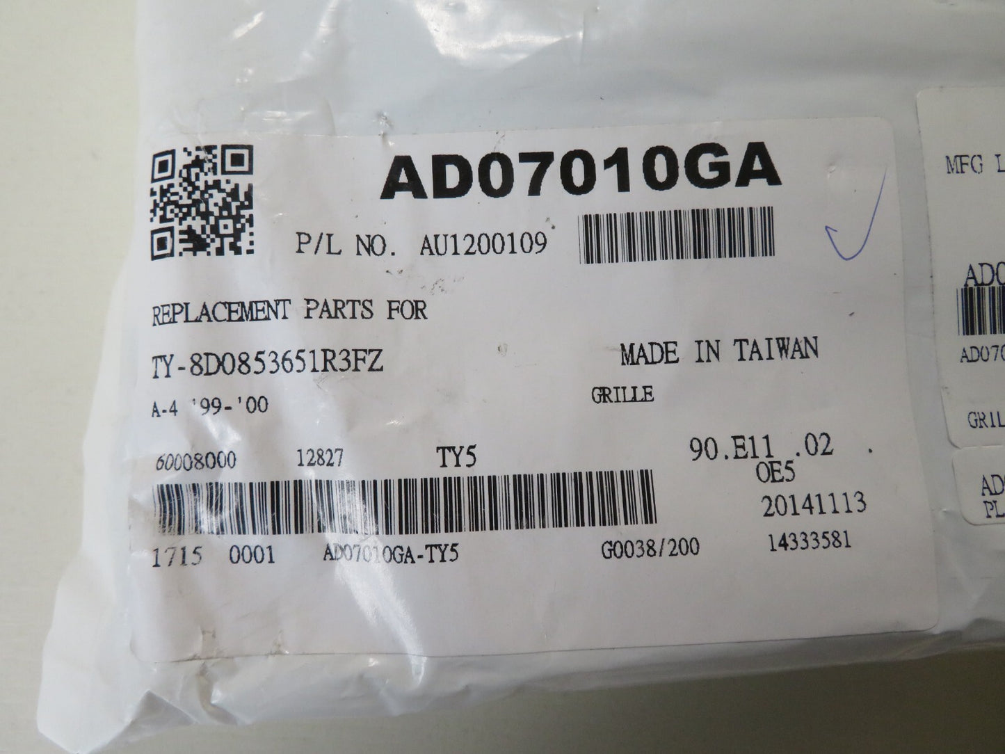 FRONT GRILLE AD07010GA FOR AUDI A4 B5 YEARS 1994-2001