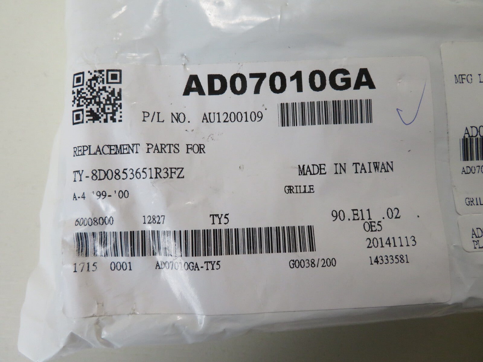 FRONT GRILLE AD07010GA FOR AUDI A4 B5 YEARS 1994-2001