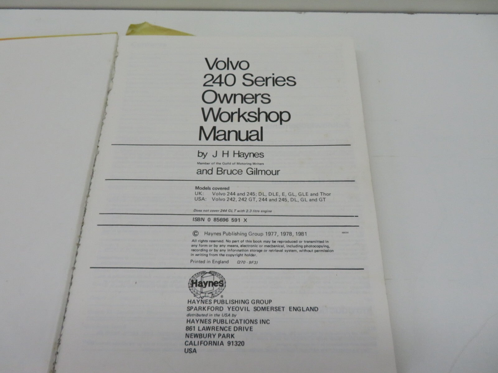 VOLVO 240 HAYNES OWNERS WORKSHOP MANUAL 1974-1980