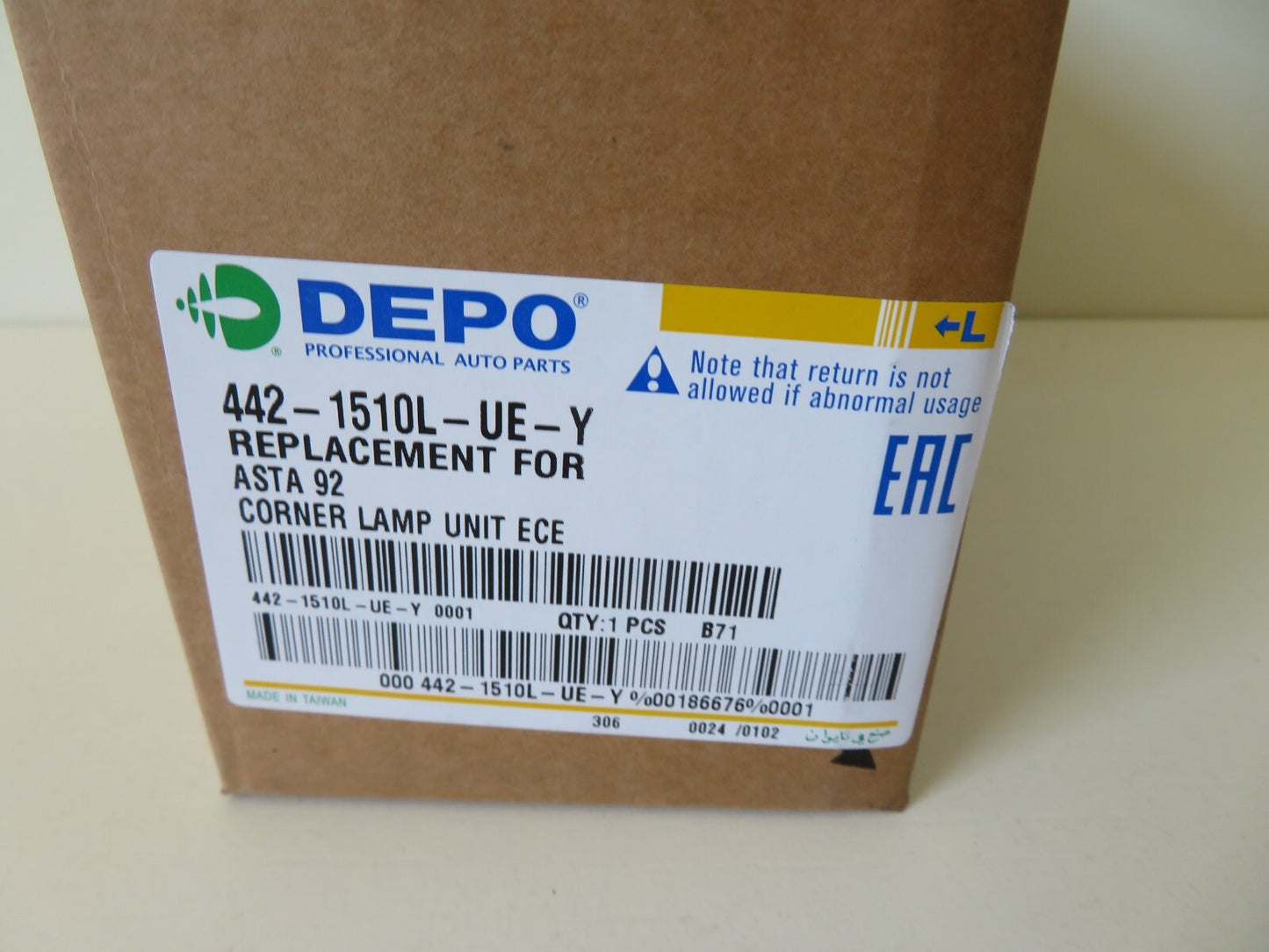 NS PASSENGER FRONT INDICATOR LIGHT FOR VAUXHALL ASTRA F 442-1510L-UE-Y 1992-1995