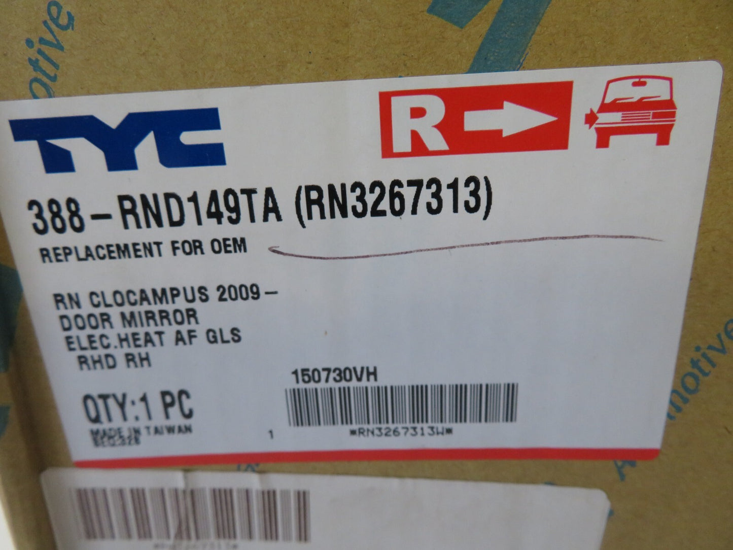 OS DRIVER RH DOOR WING MIRROR FOR RENAULT CLIO CAMPUS 2009-2012 RN3267313