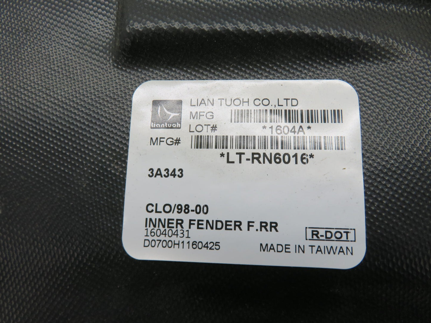 OS DRIVER FRONT INNER WHEEL ARCH LINER FOR RENAULT CLIO 1998-2001 LT-RN6016