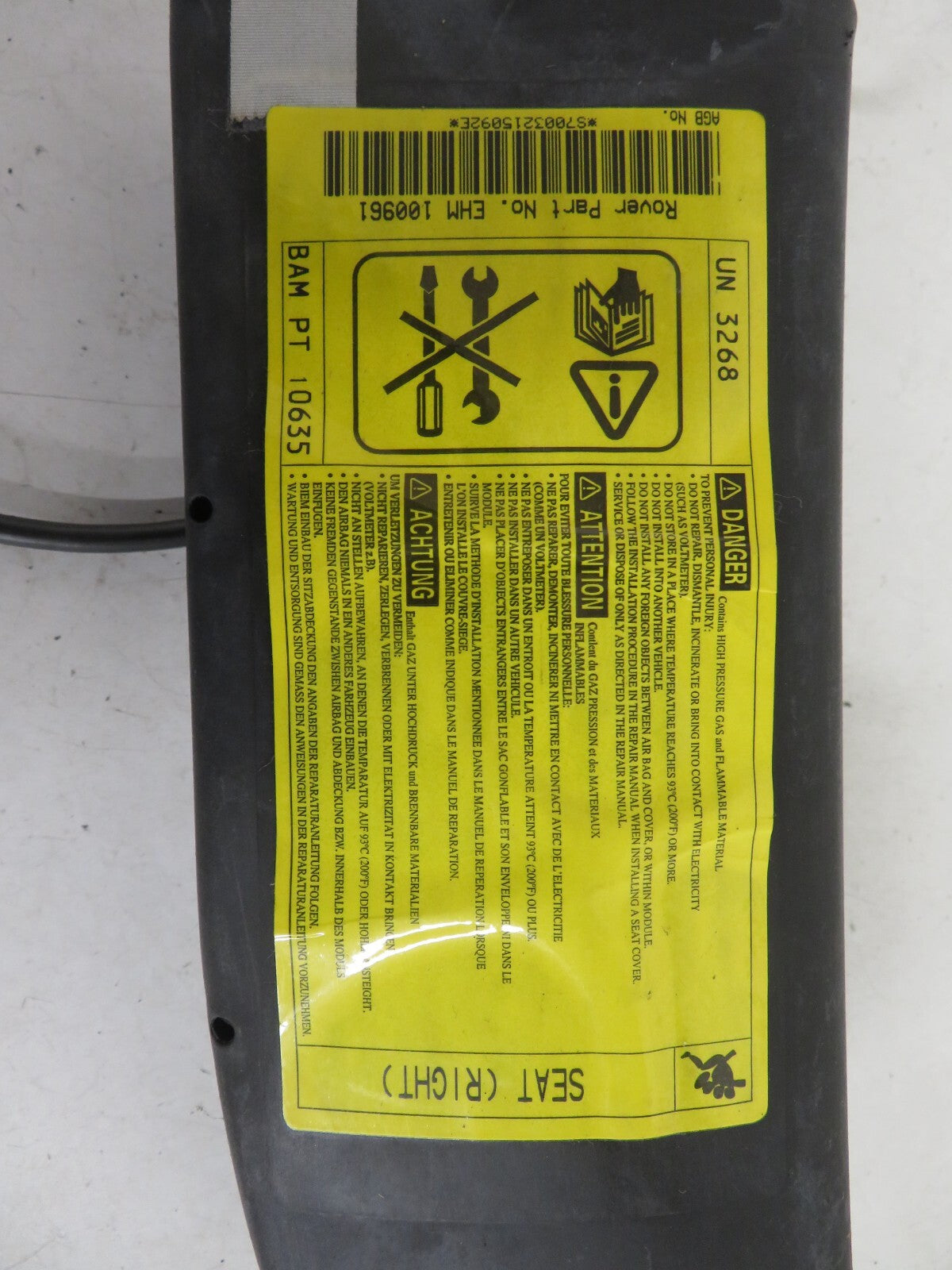 ROVER 75 OS FRONT SEAT AIR BAG EHM100961 1999-2005 1626-10