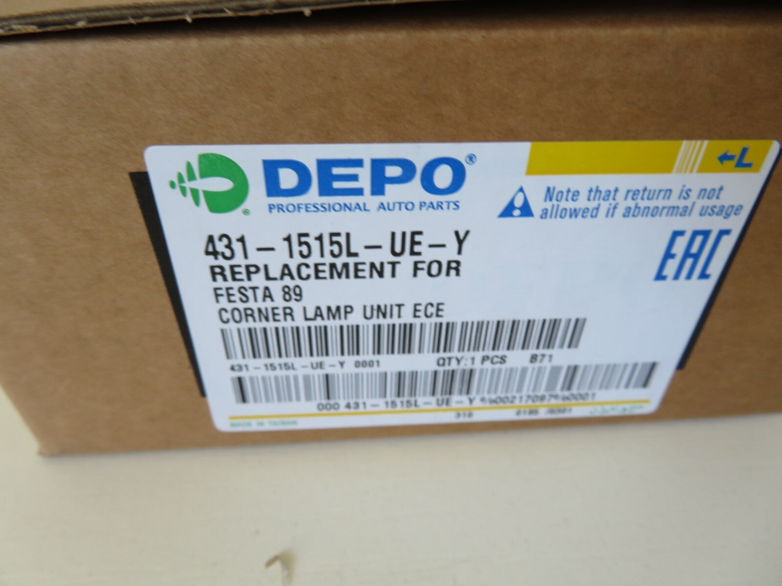 NS PASSENGER FRONT INDICATOR LIGHT FOR FORD FIESTA 1989-1997 431-1515L-UE-Y