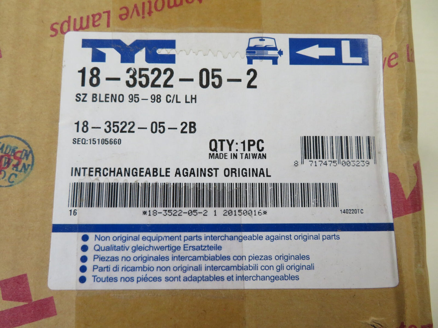 NS PASSENGER LH FRONT INDICATOR LIGHT FOR SUZUKI BALENO 1995-1998 RS1