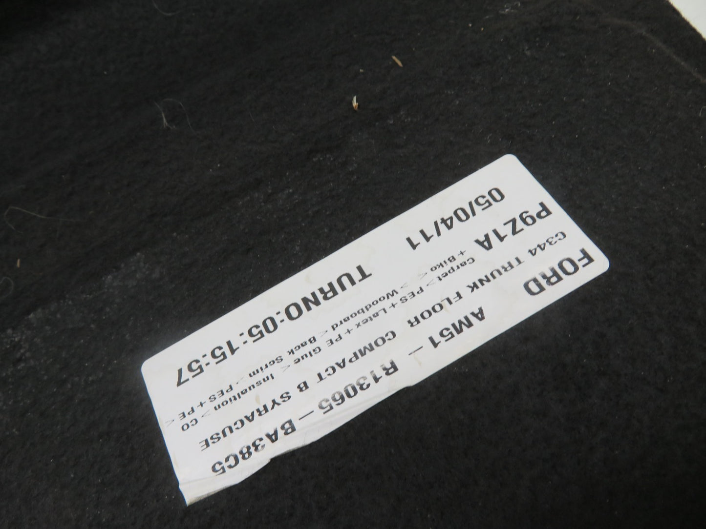 FORD CMAX C MAX BOOT FLOOR CARPET (SEE PHOTOS) 2010-2015