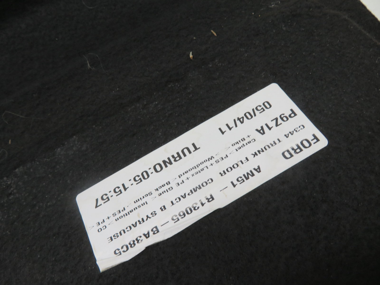 FORD CMAX C MAX BOOT FLOOR CARPET (SEE PHOTOS) 2010-2015