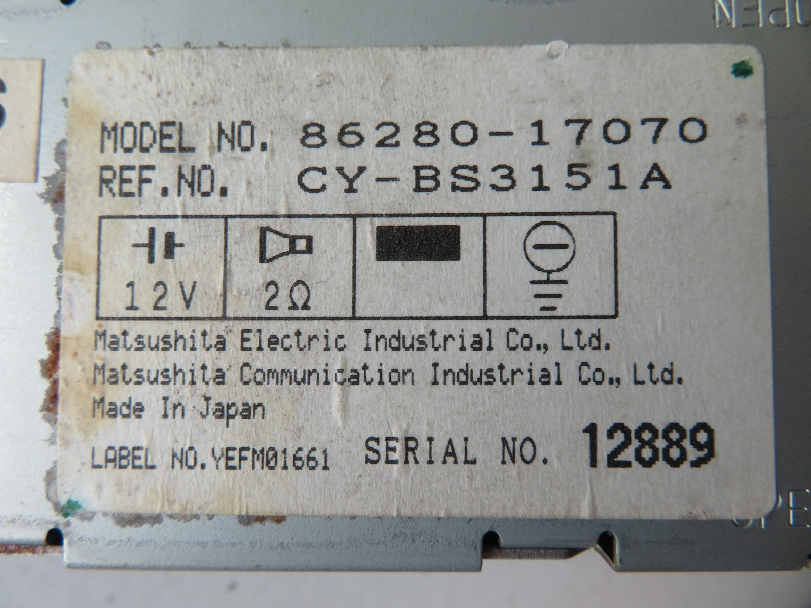 TOYOTA MR2 MK2 DRIVER SIDE SUBWOOFER AMPLIFIER 86280-17070 90-00 AS4 SA-2