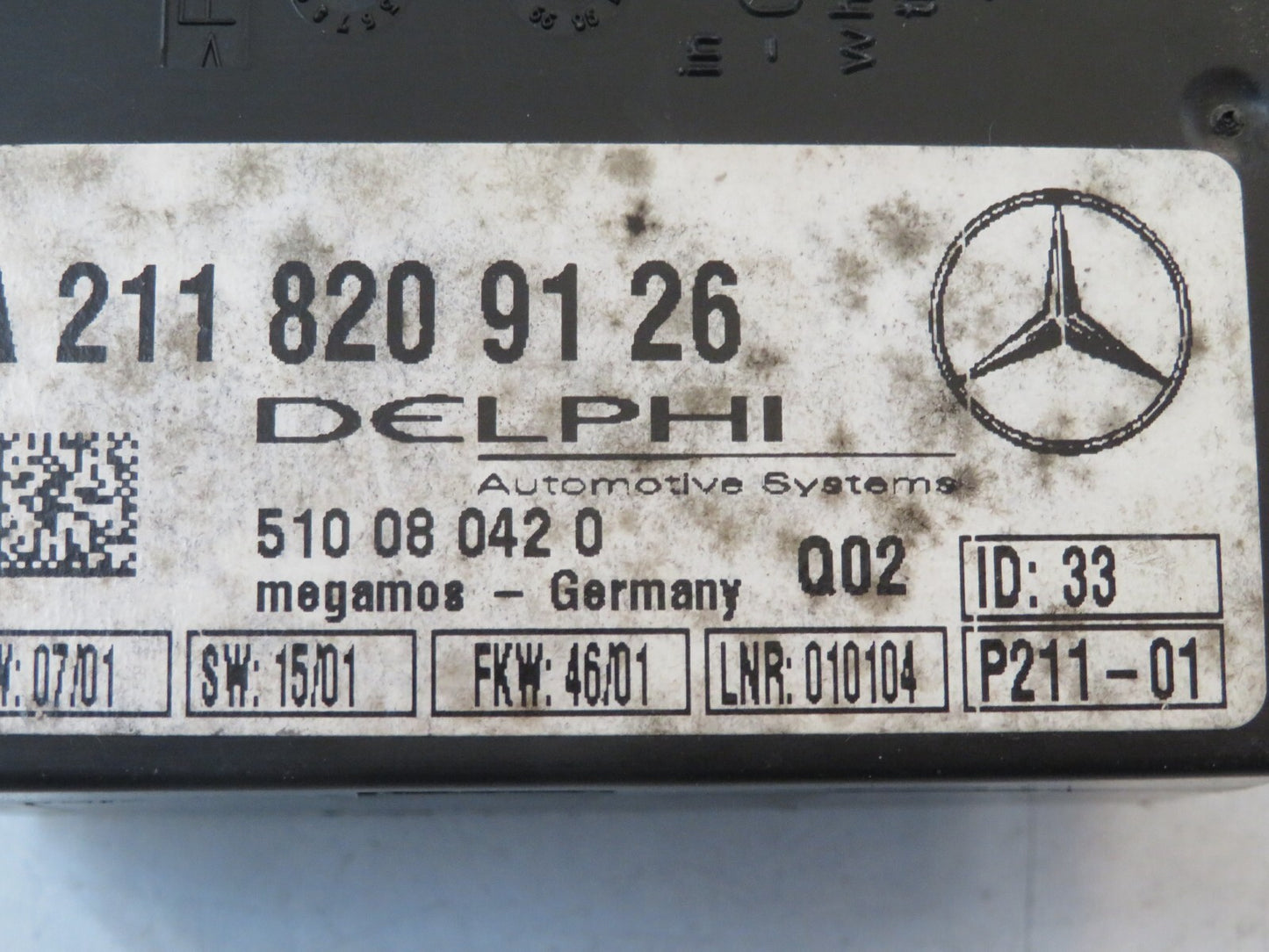 MERCEDES S CLASS W220 ALARM SENSOR CONTROL UNIT 2118209126 1998-2005 A1415-14