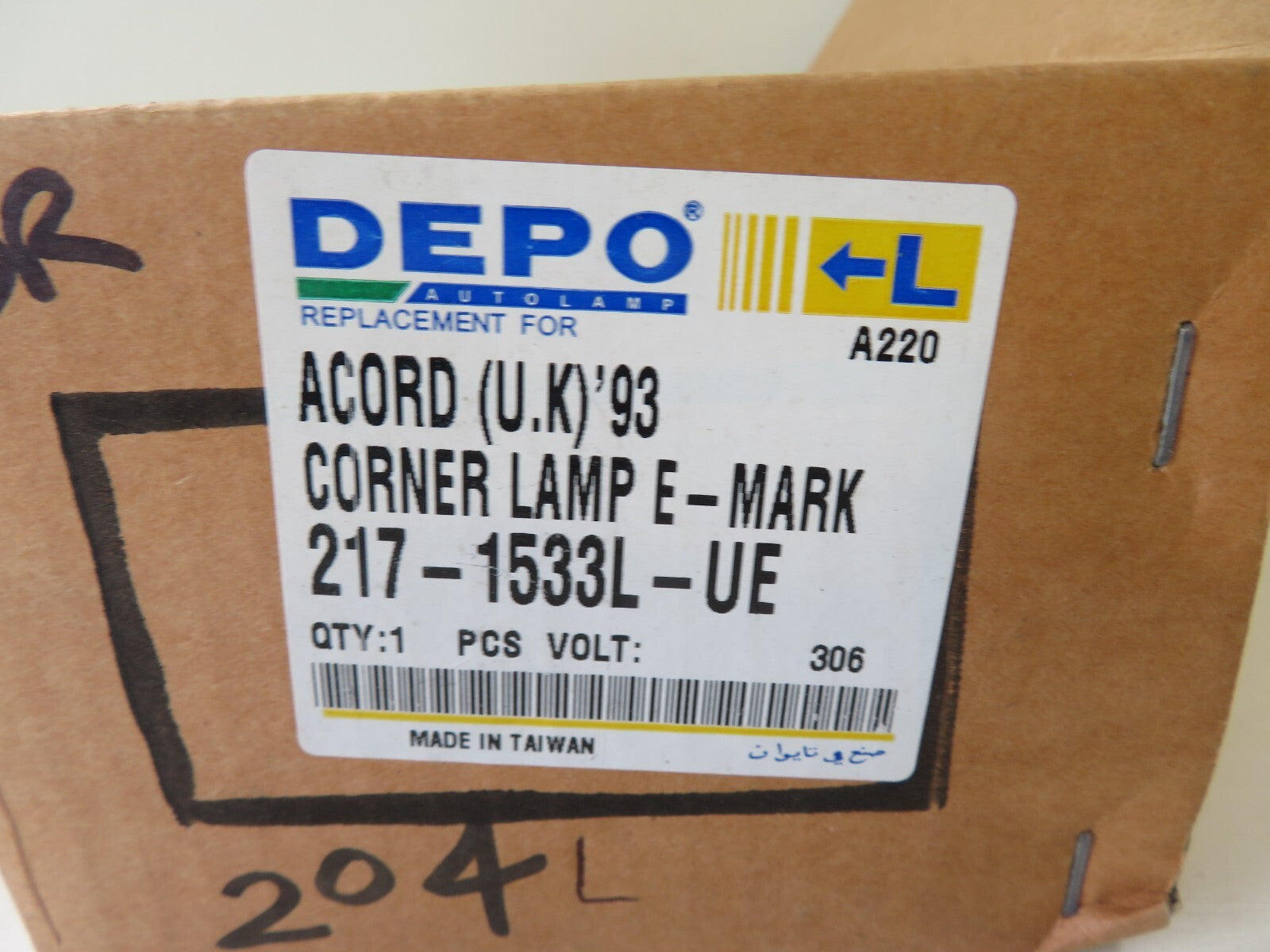 NS PASSENGER LH FRONT INDICATOR LIGHT FOR HONDA ACCORD 217-1533L-UE 1993-1996