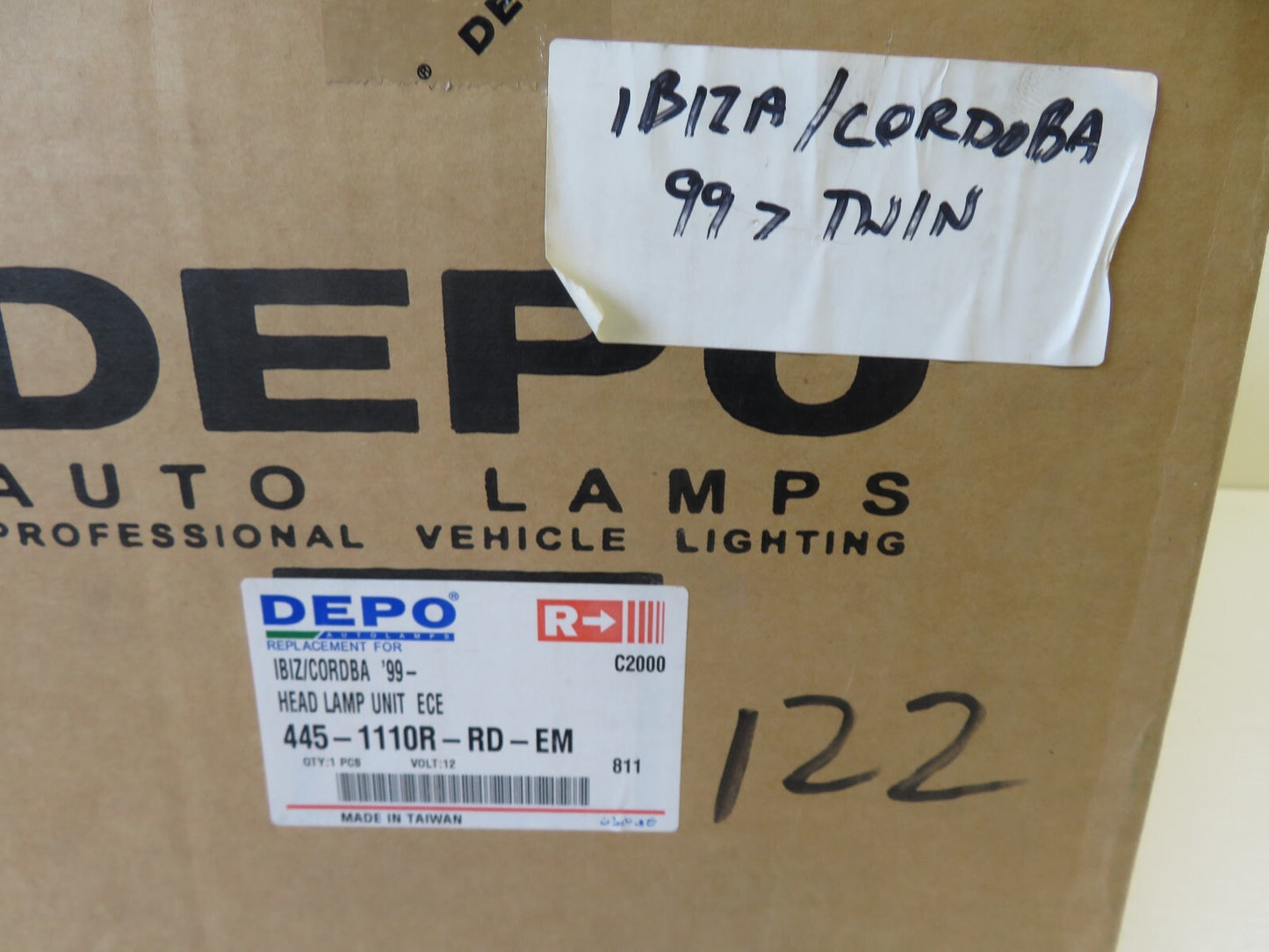 DEPO OS DRIVER HEADLIGHT RH 445-1110R-RD-EM FITS SEAT IBIZA 1999-2002 LM53