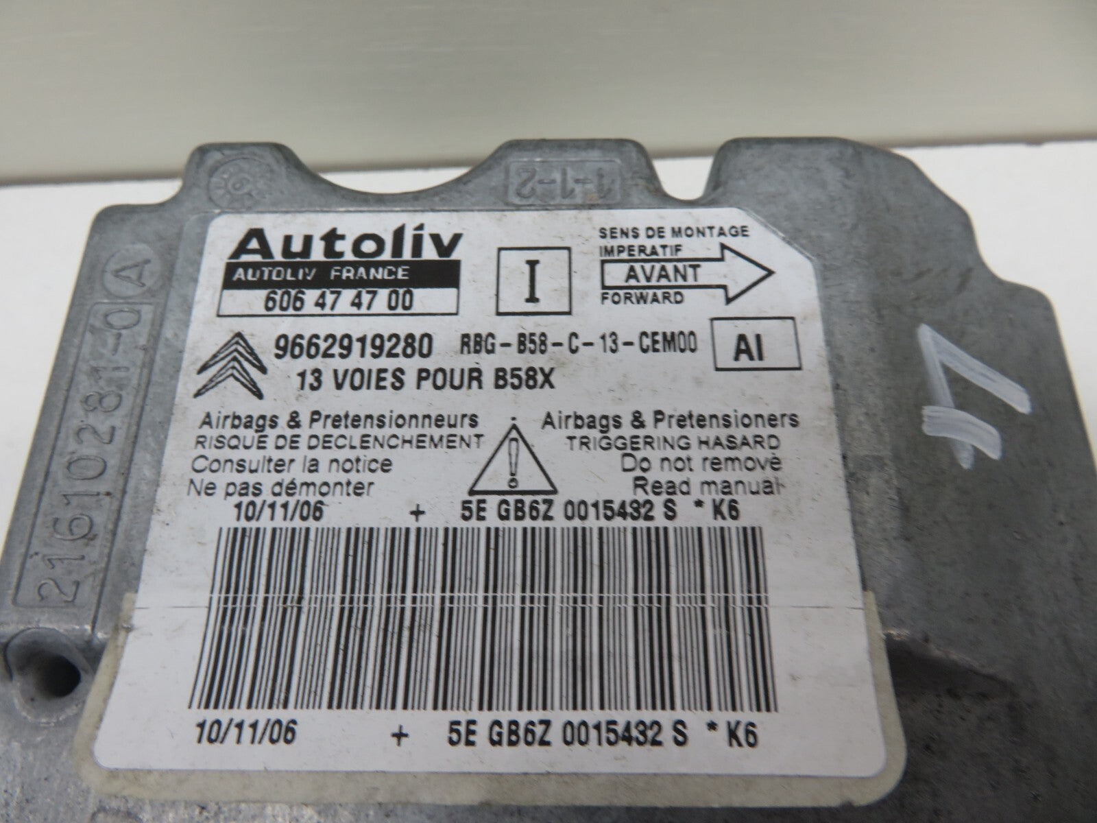 CITROEN C4 GRAND PICASSO AIR BAG CONTROL MODULE 9662919280 2006-2010 1055