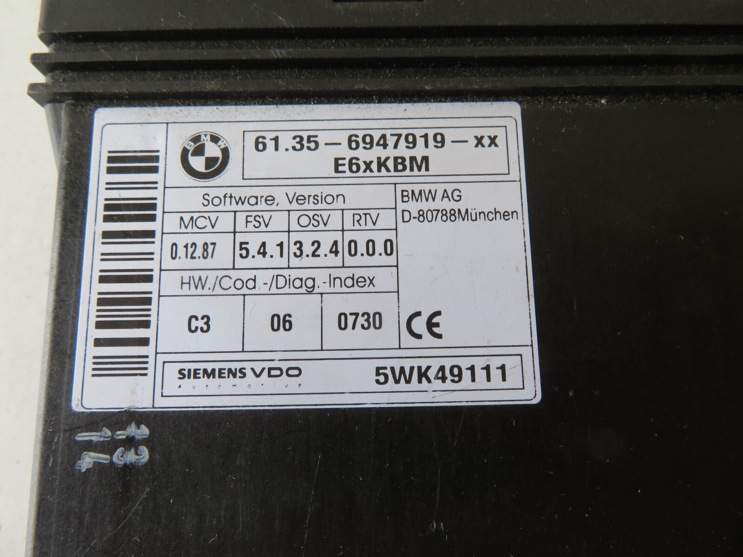 BMW 5 SERIES E60 BCM GATEWAY CONTROL MODULE 6947919 2004-2007 AMS124 SA