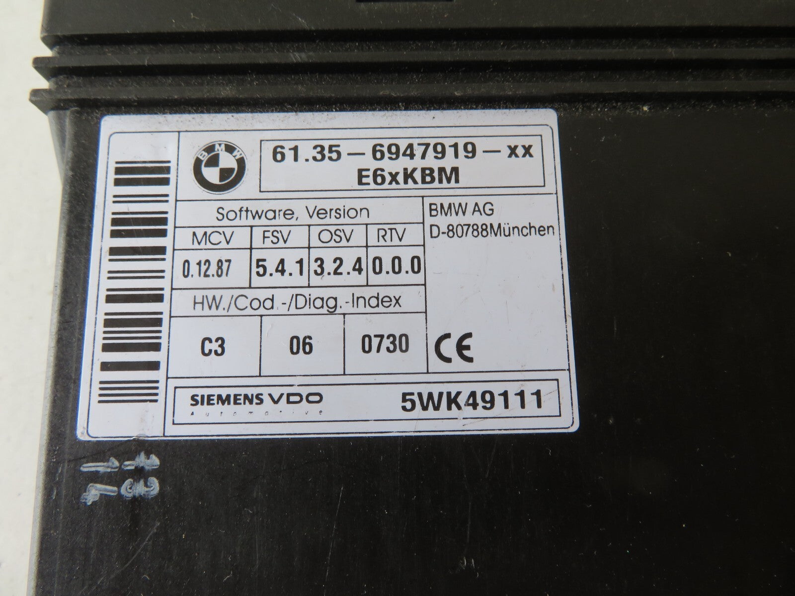 BMW 5 SERIES E60 BCM GATEWAY CONTROL MODULE 6947919 2004-2007 AMS124 SA