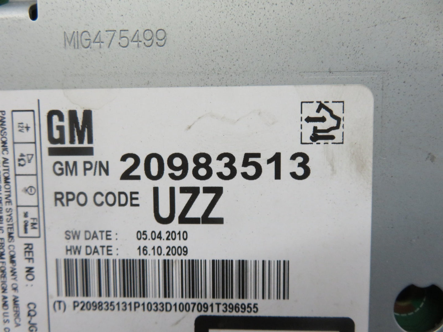 VAUXHALL INSIGNIA RADIO CD HEAD UNIT 20983513 2008-2013 1155-1