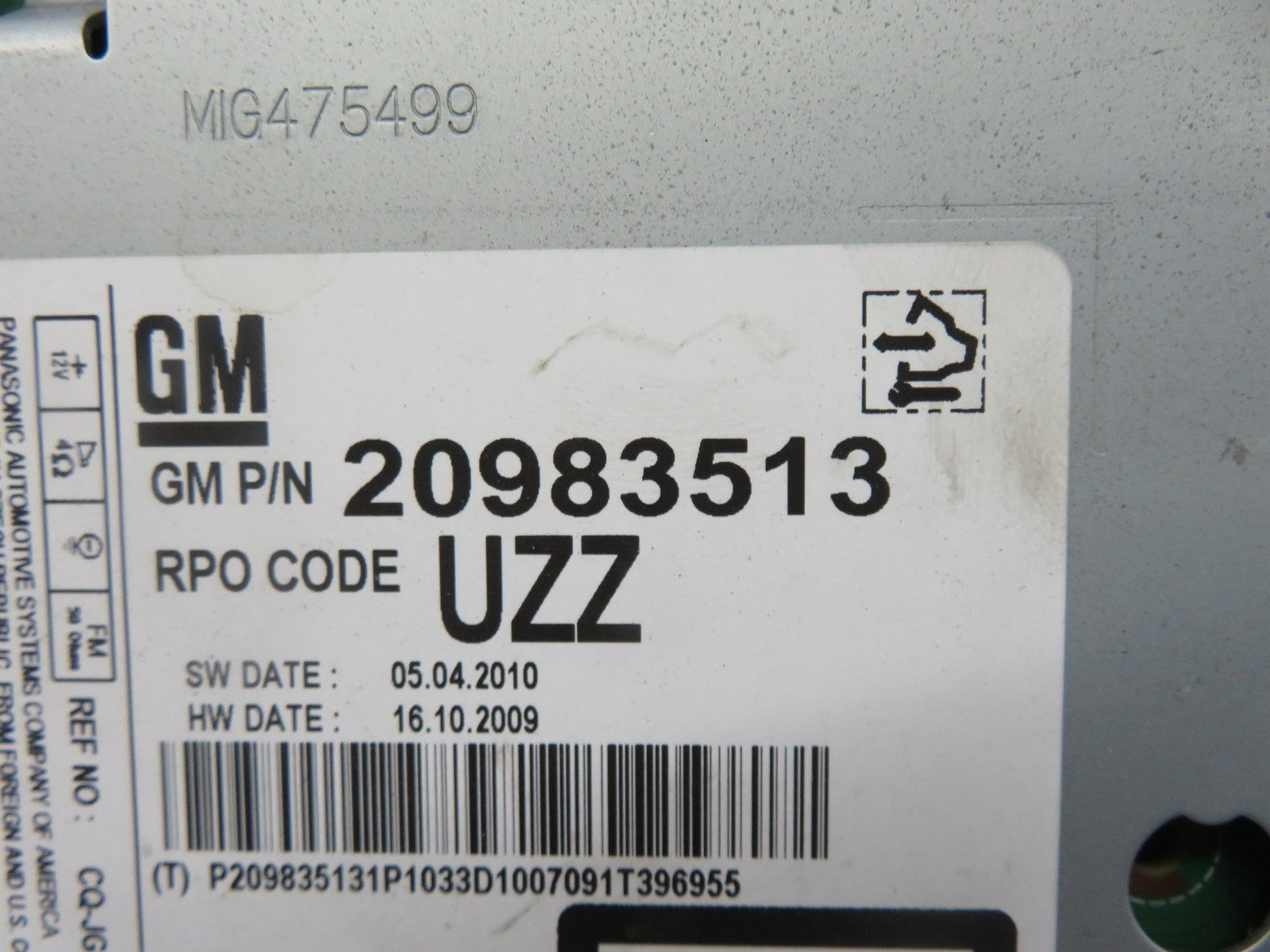 VAUXHALL INSIGNIA RADIO CD HEAD UNIT 20983513 2008-2013 1155-1