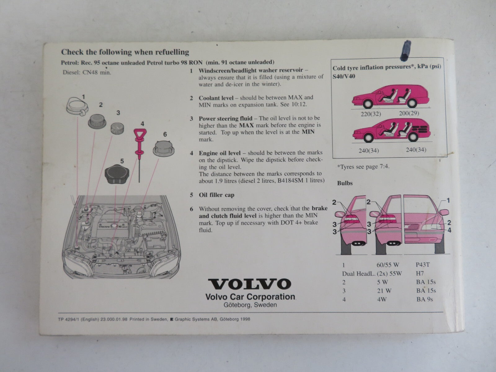 VOLVO V40 OWNERS MANUAL WITH FOLDER 1995-2004 AMS-1