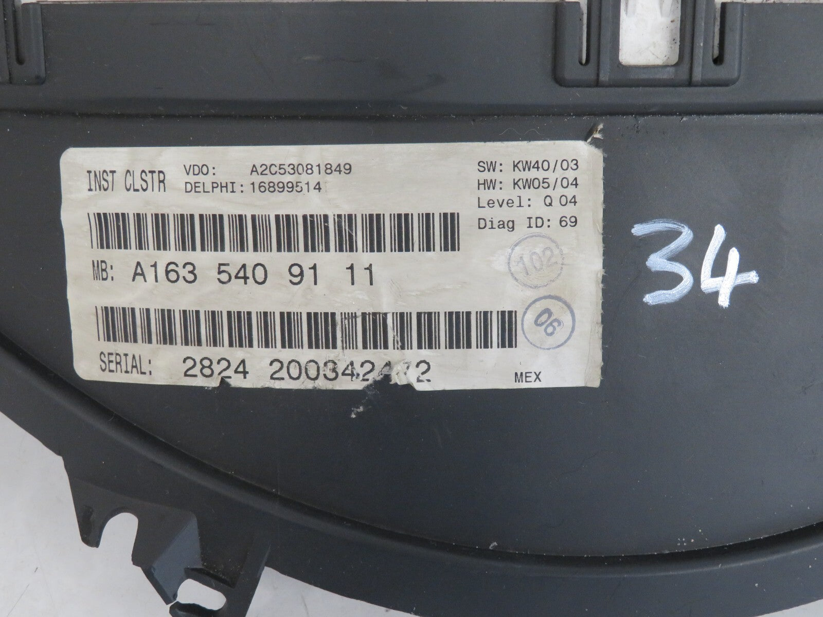 MERCEDES BENZ ML270 W163 INSTRUMENT SPEEDO CLUSTER 1635409111 02-05 MIX1010-34