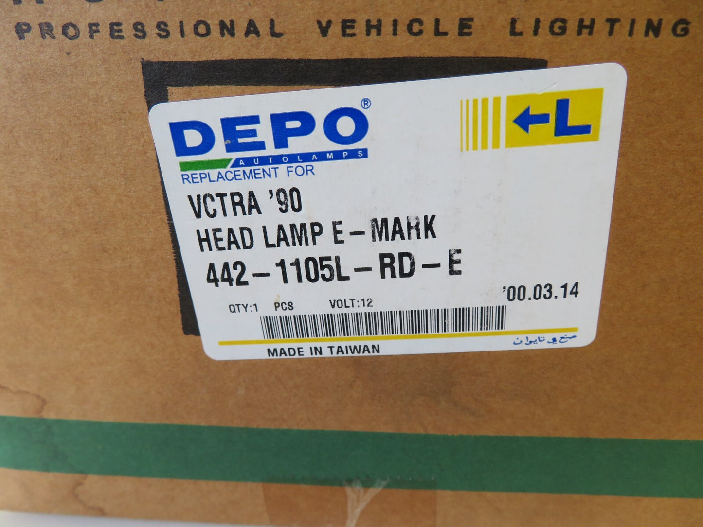 NS LH PASSENGER HEADLIGHT DEPO 442-1105L-RD-E FITS VAUXHALL VECTRA A CAVALIER 