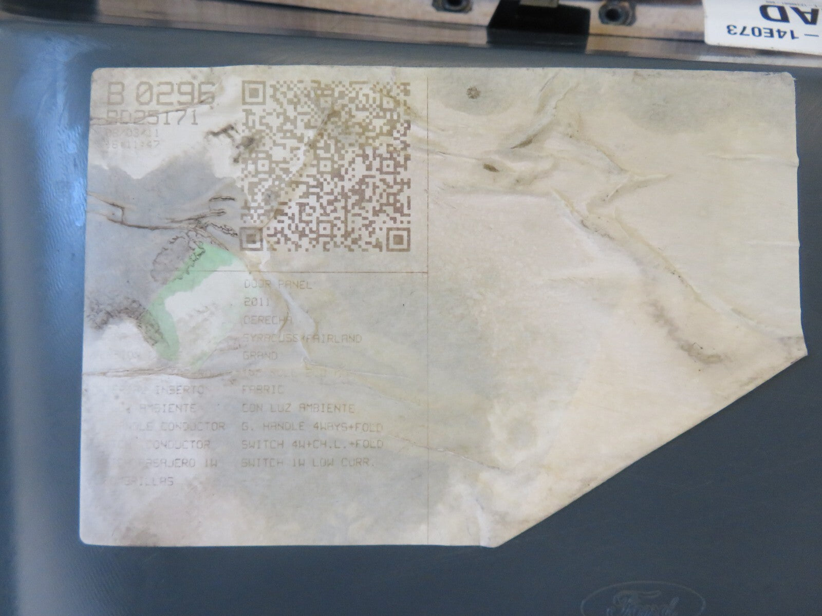 FORD GRAND C MAX NSF PASSENGER INTERIOR FRONT DOOR CARD 2011-2015