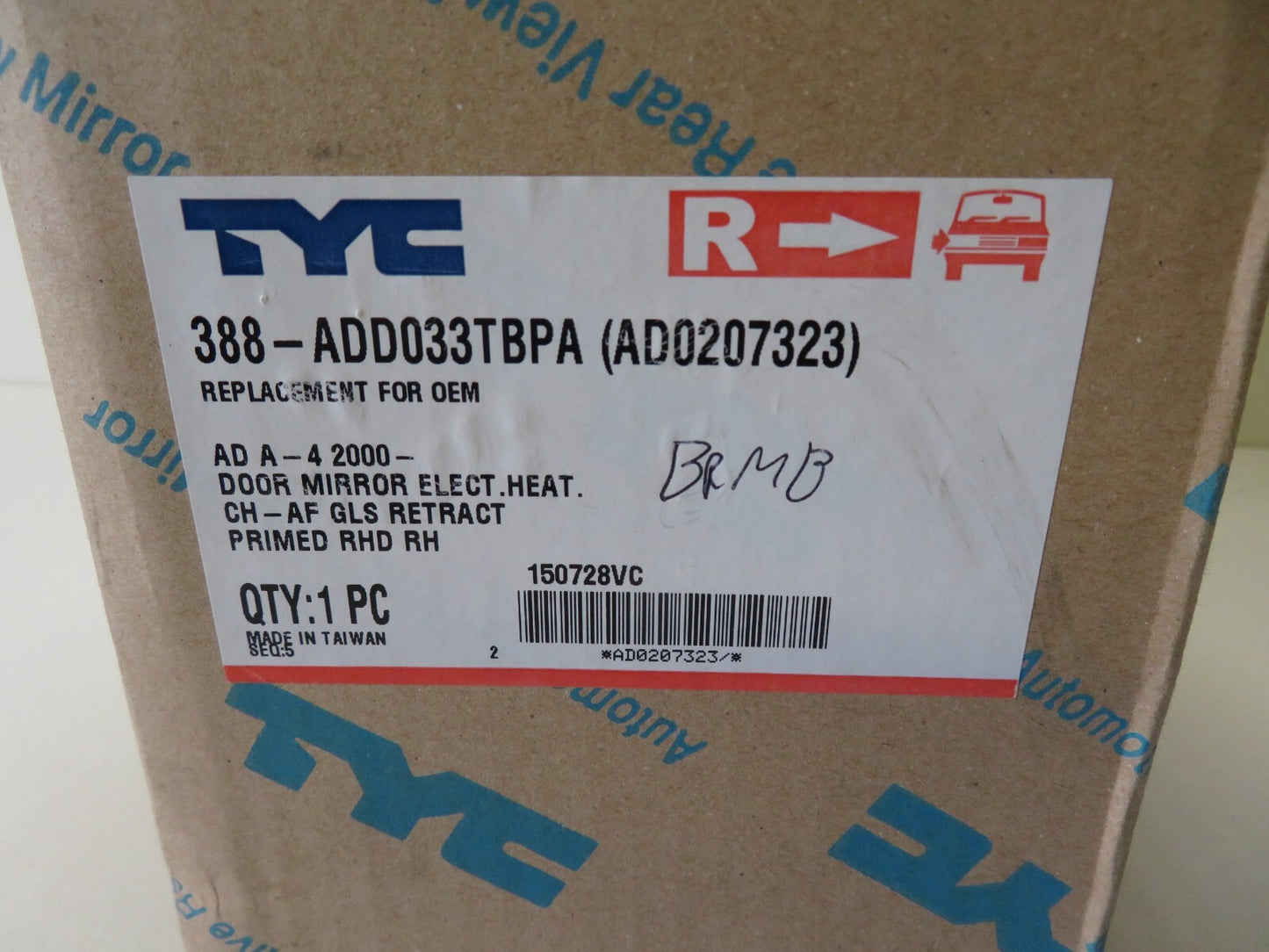 OS DRIVER RH DOOR WING MIRROR FOR AUDI A4 2000-2006 B6 388-ADD033TBPA BRMB