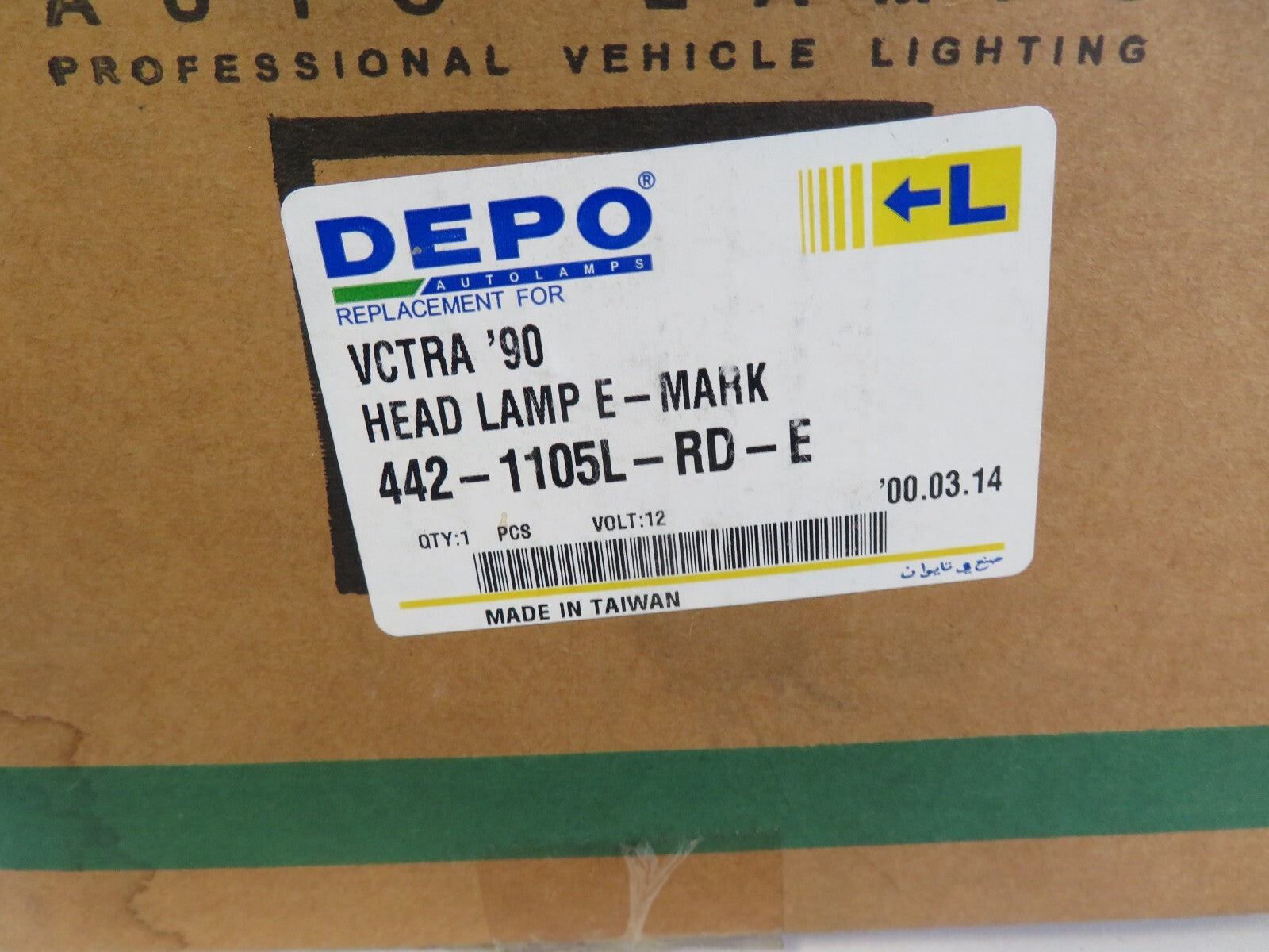 NS LH PASSENGER HEADLIGHT DEPO 442-1105L-RD-E FITS VAUXHALL VECTRA A CAVALIER 