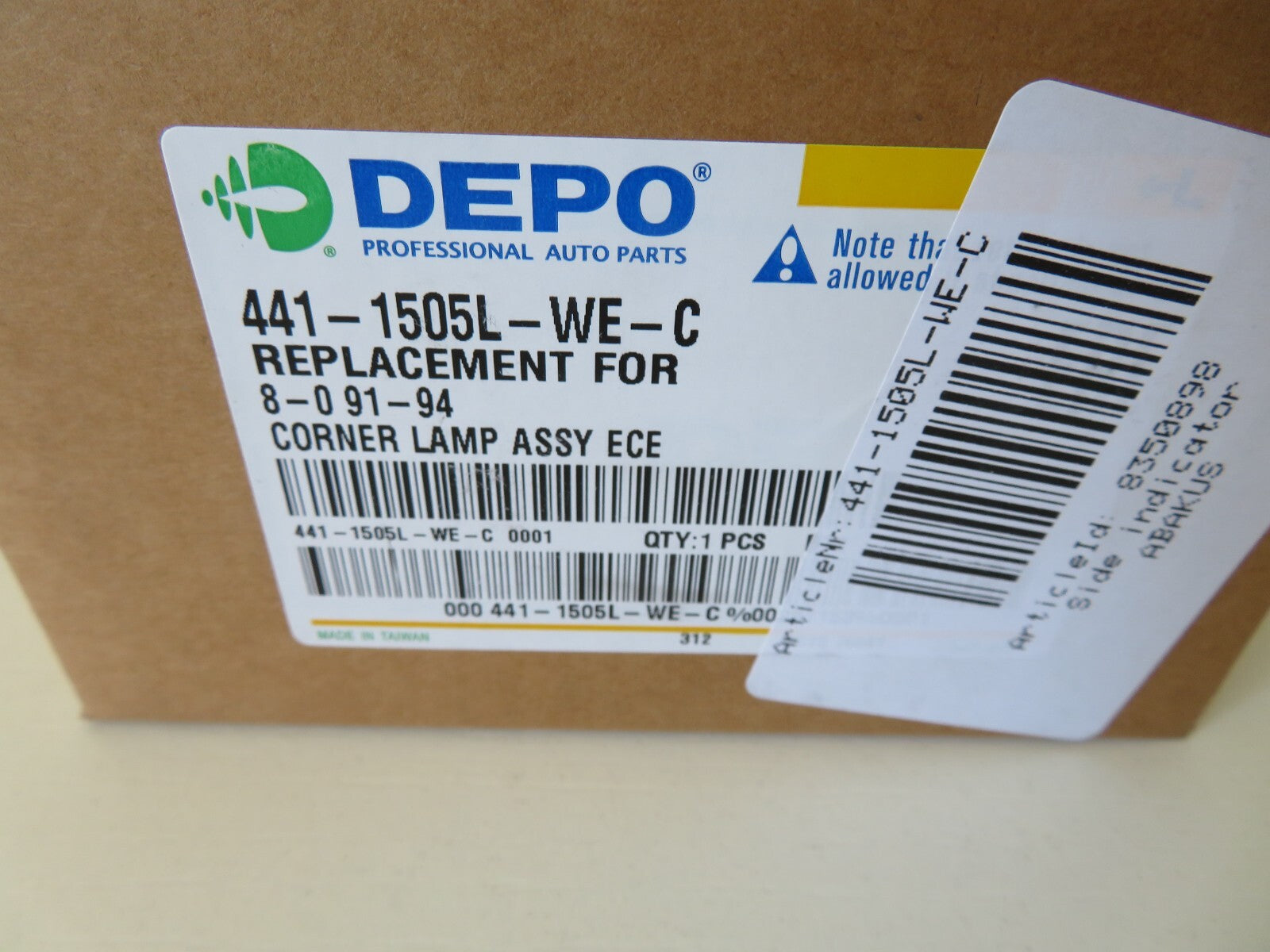 NS PASSENGER FRONT INDICATOR LIGHT FOR AUDI 80 441-1505L-WE-C 1991-1994