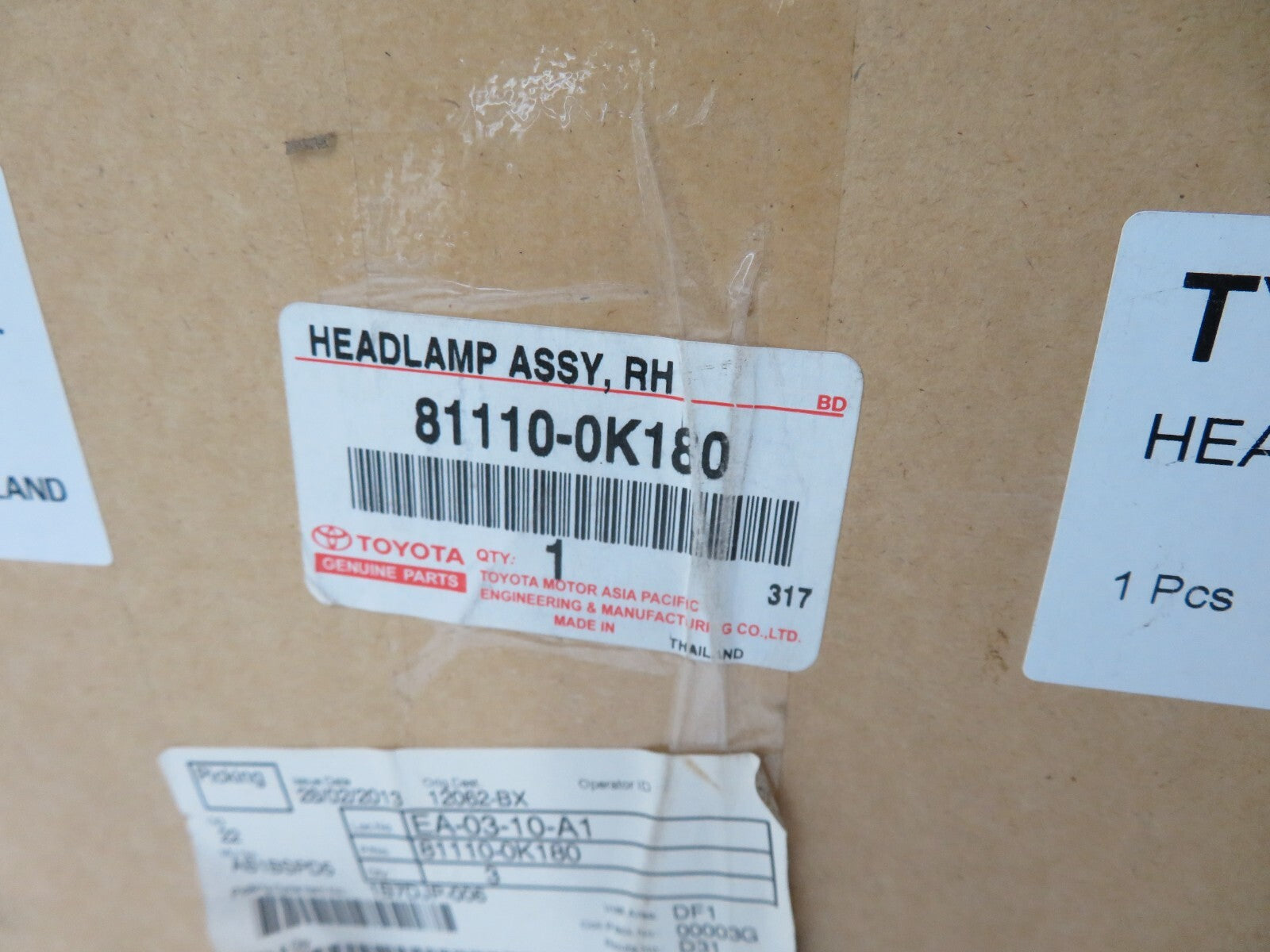 OS DRIVER SIDE HEADLIGHT FOR TOYOTA HILUX 81110-0K180 2009-2015